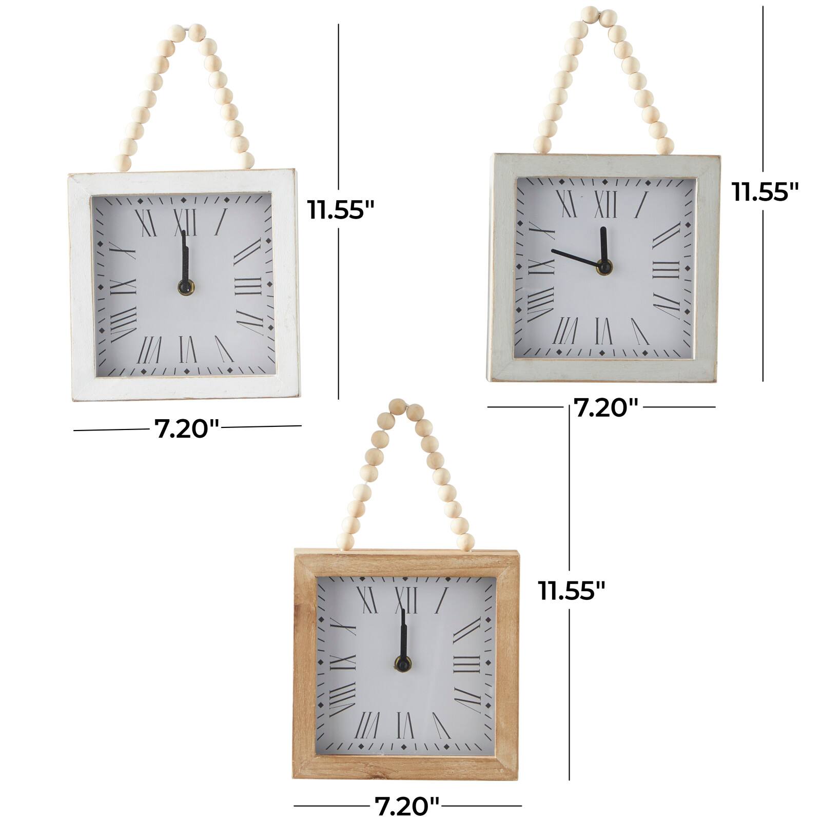12&#x22; White Wood Wall Clock with Rope Strap Set