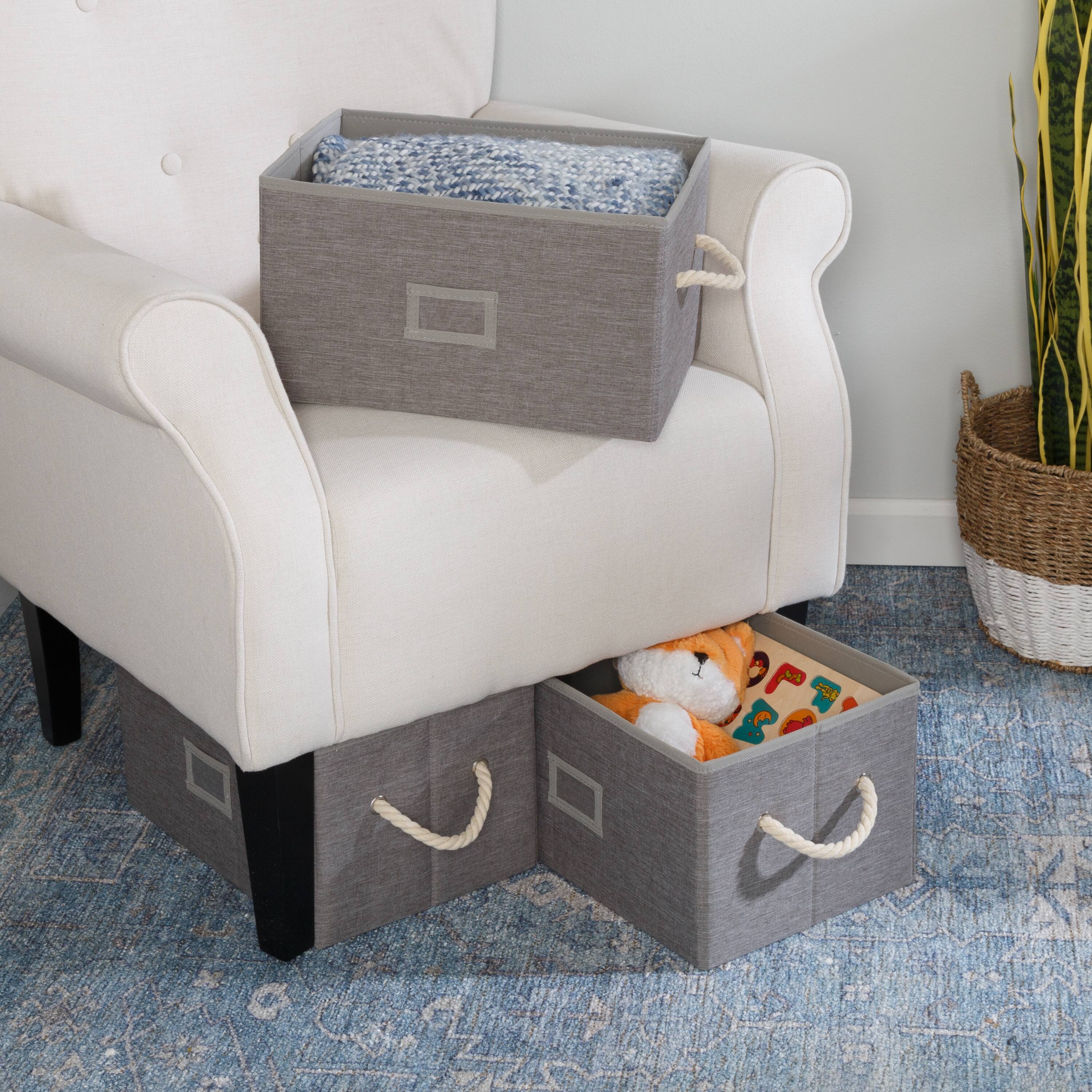 Honey Can Do Heather Gray Large Fabric Storage Bins with Handles, 3ct.