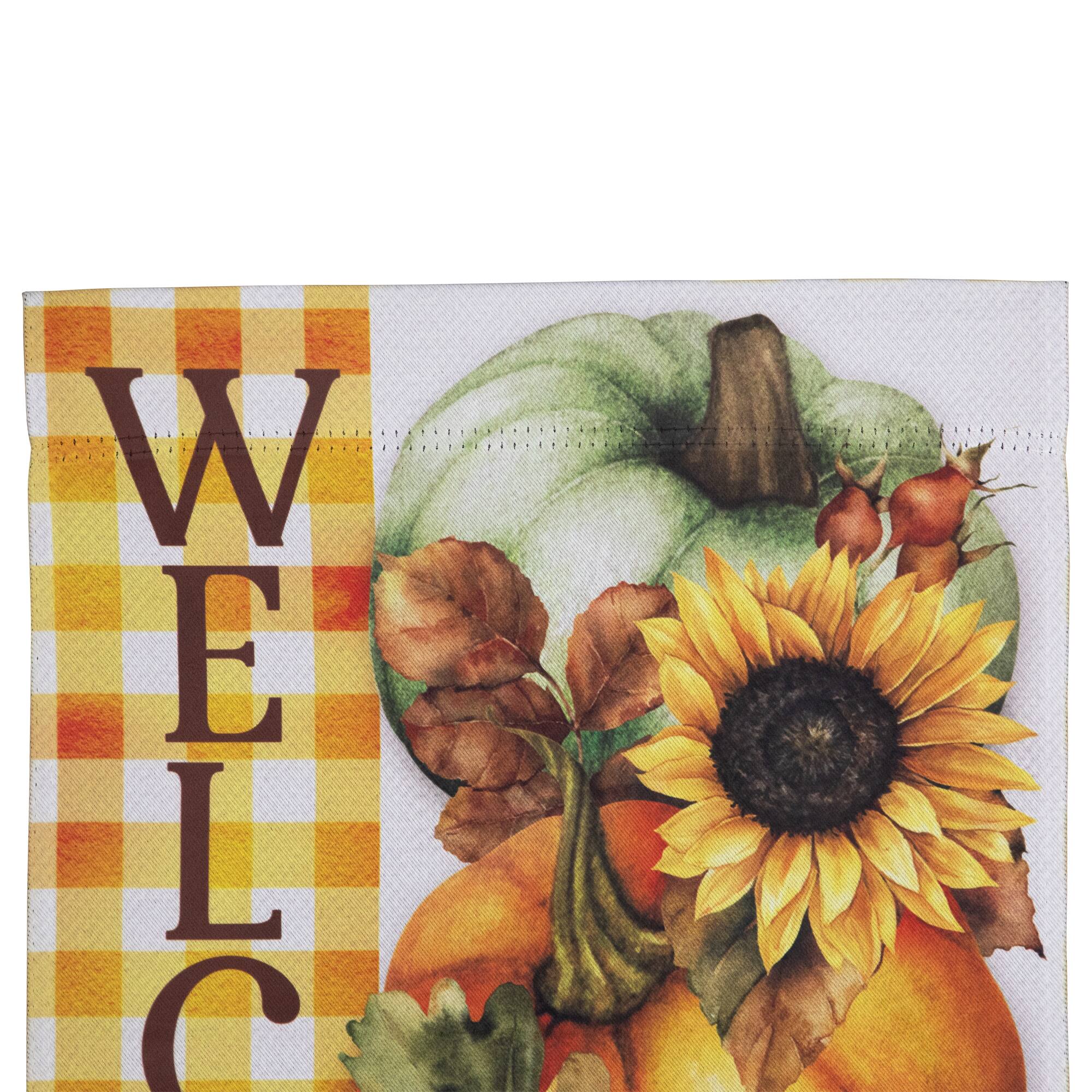 18&#x22; x 12.5&#x22; Pumpkins &#x26; Sunflowers Welcome Fall Harvest Outdoor Garden Flag