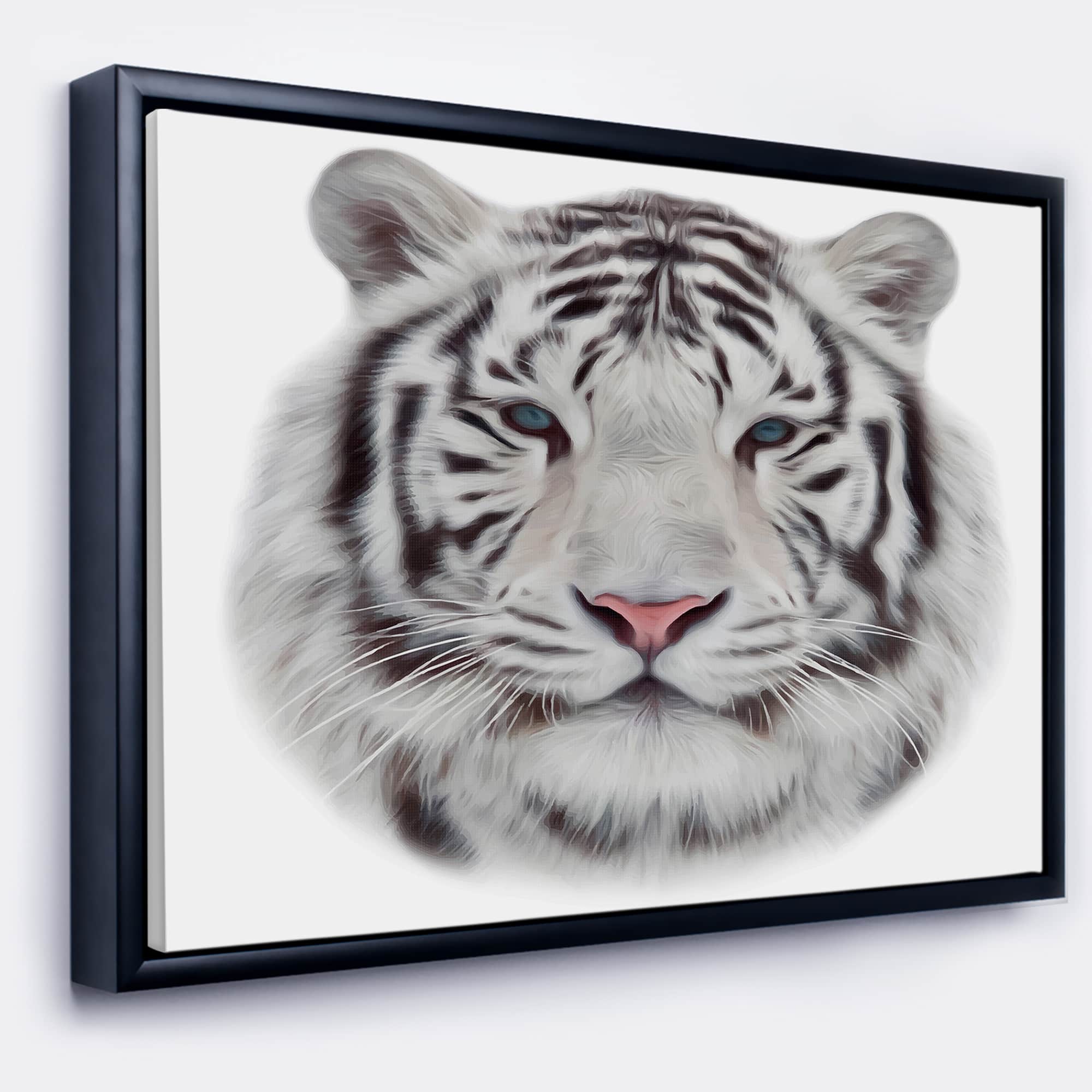 Designart - White Bengal Tiger - Animal Art On Canvas in Black Frame