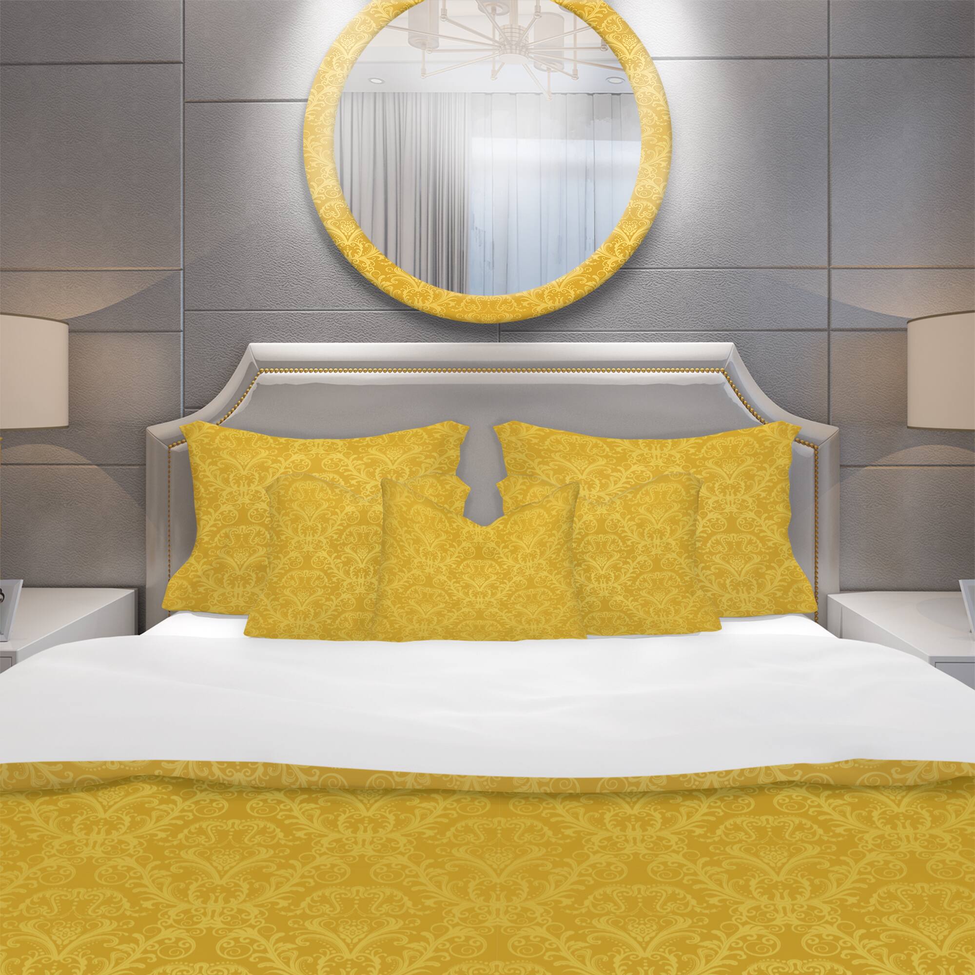 Designart 'Luxury Golden Floral Glam Duvet Cover Set