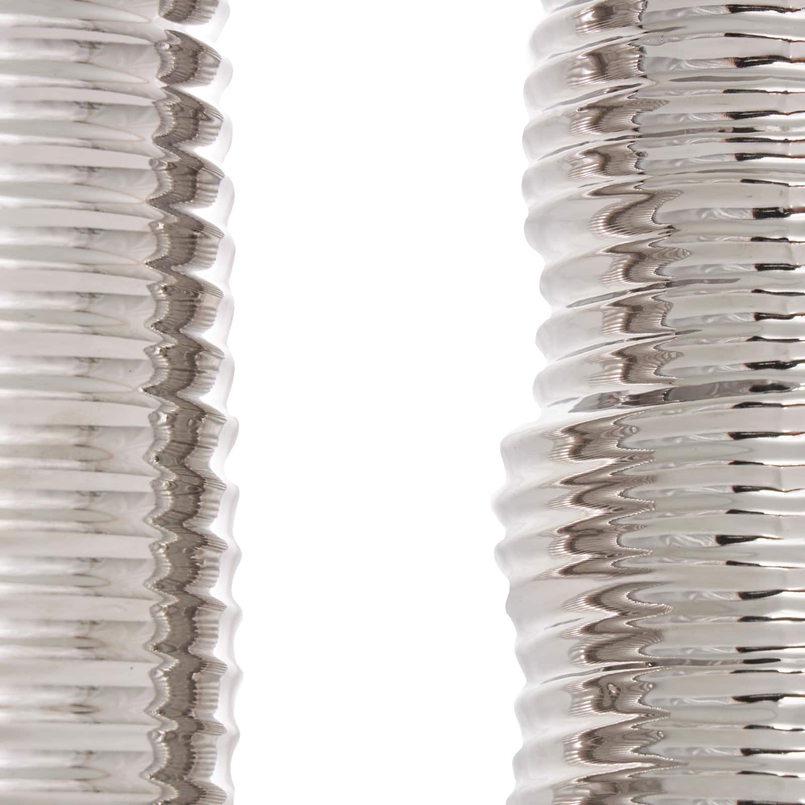 Silver Ceramic Dimensional Ribbed Vase Set