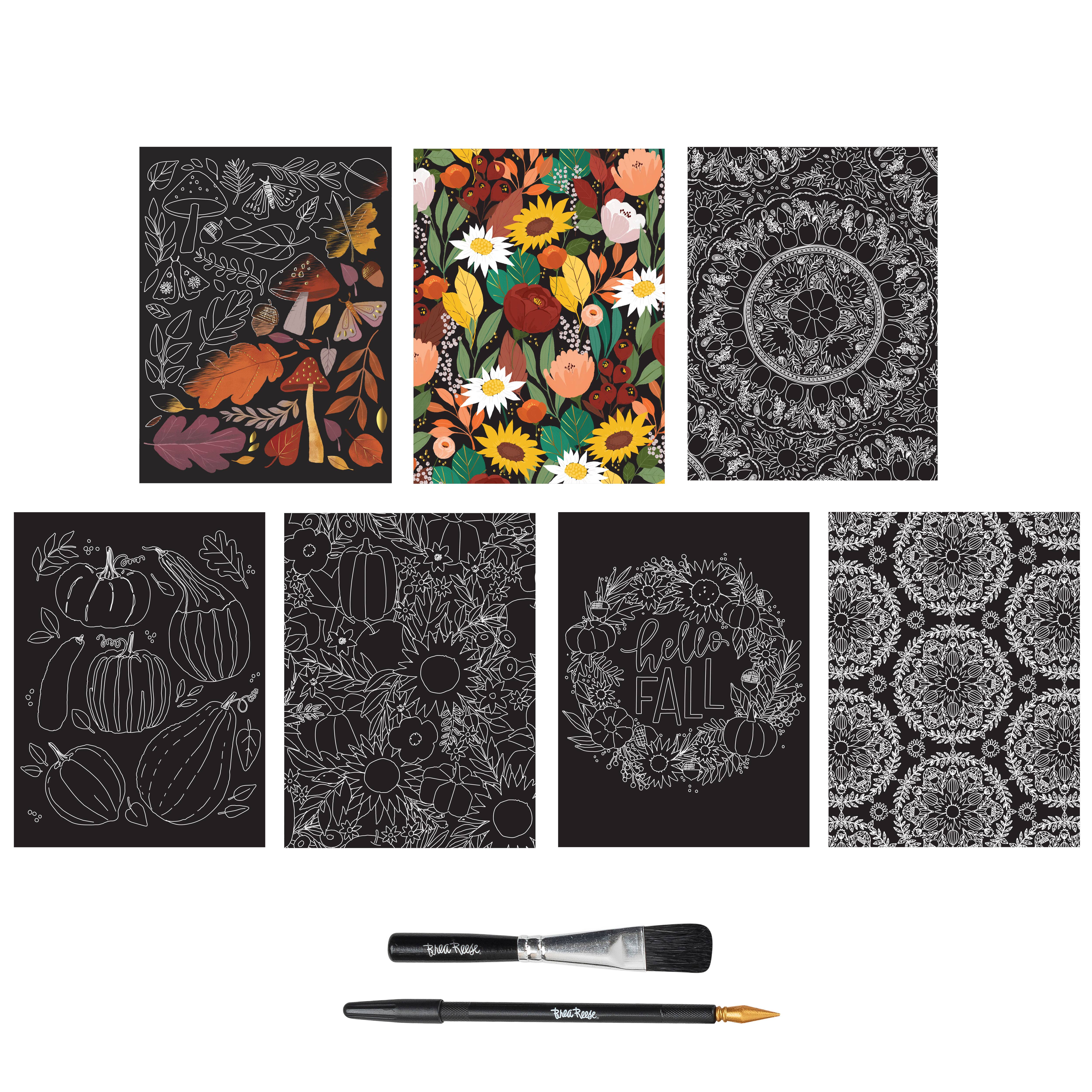 Brea Reese&#x2122; 6&#x22; x 8&#x22; Festive Harvest Scratch Art Paper Pad