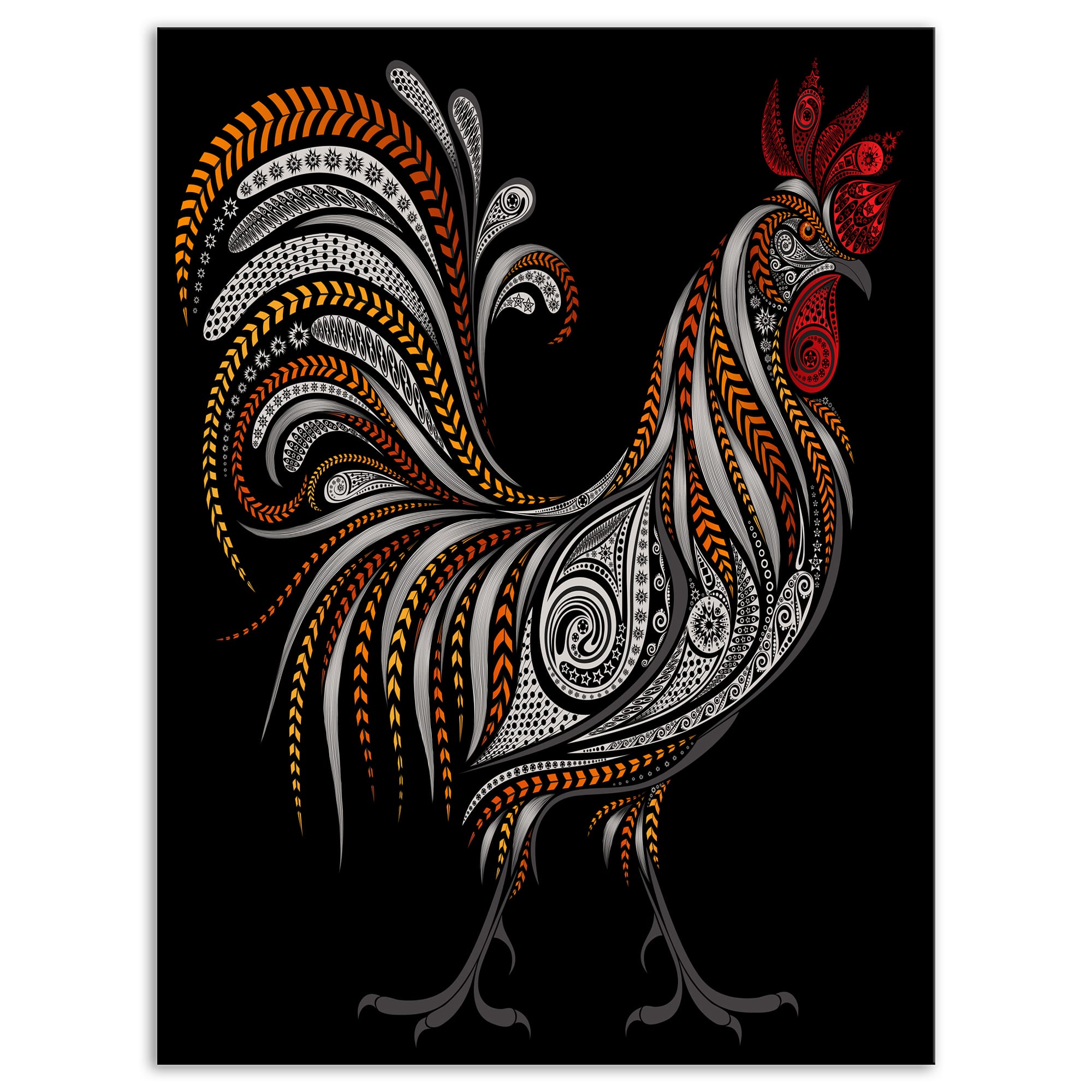 Designart - Vintage rooster - of Farmhouse Animals of Painting Print on Wrapped Canvas