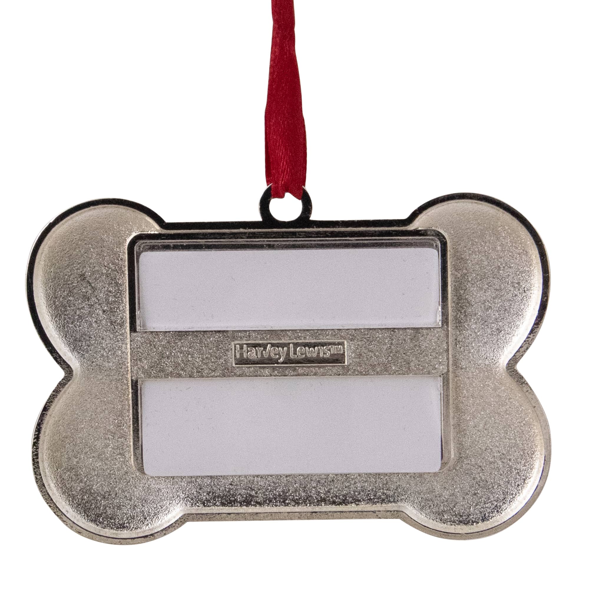 Red & Silver-Plated Best Dog Bone Frame Ornament with European Crystals