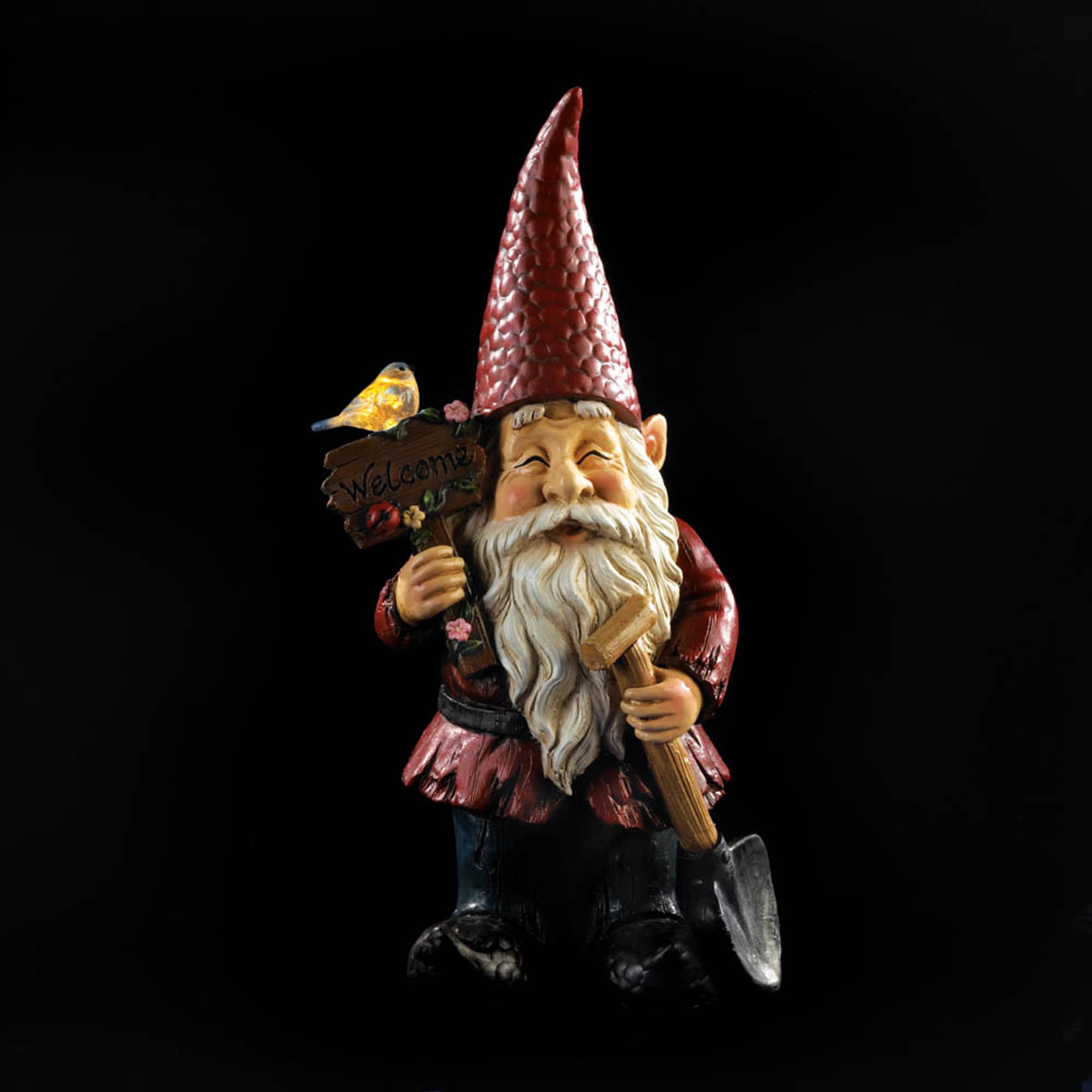15&#x22; Welcome Gnome Solar Garden Statue
