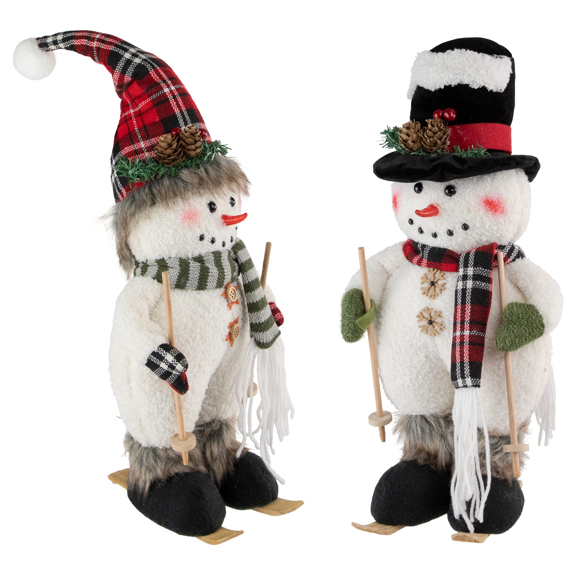 15" Winter Skiing Snowmen Christmas Table Top Decoration Set