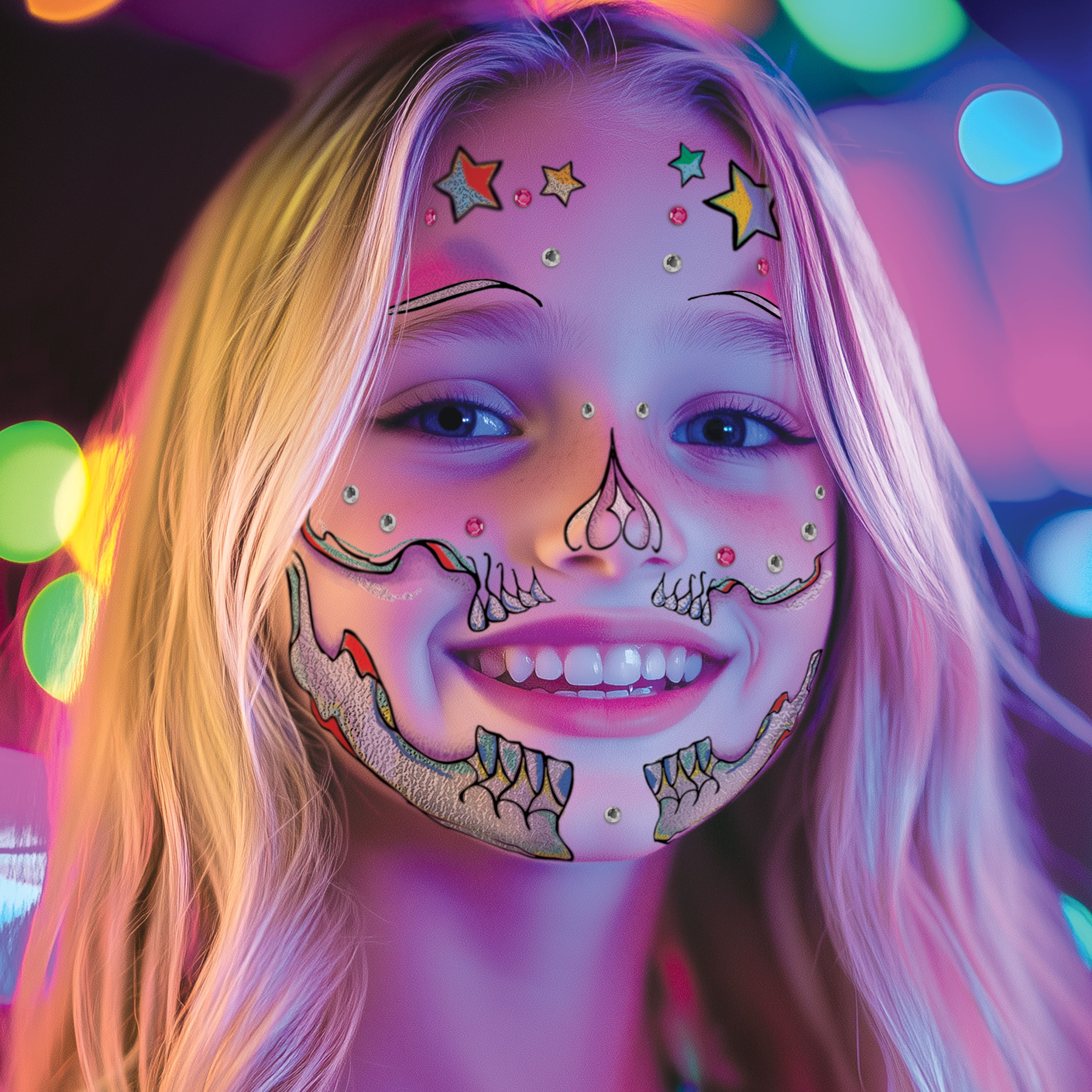 Savvi Glam Skull Costume Temporary Tattoos with Gems