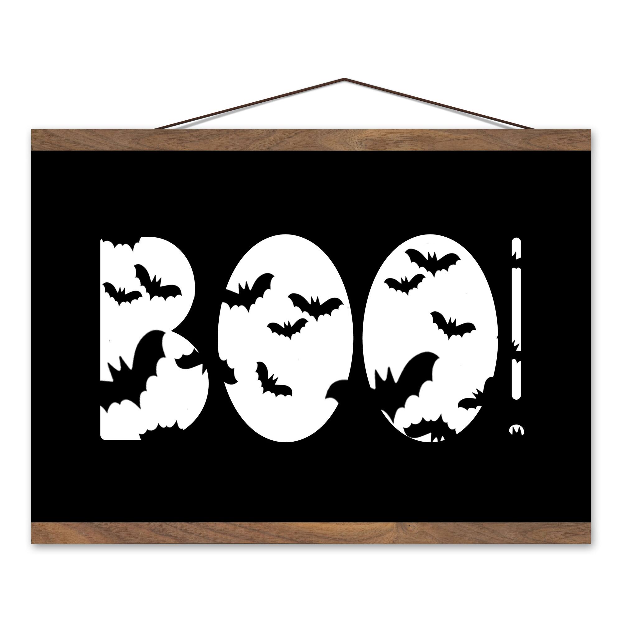 Boo Bats 12&#x22; x 18&#x22; Teak Hanging Canvas