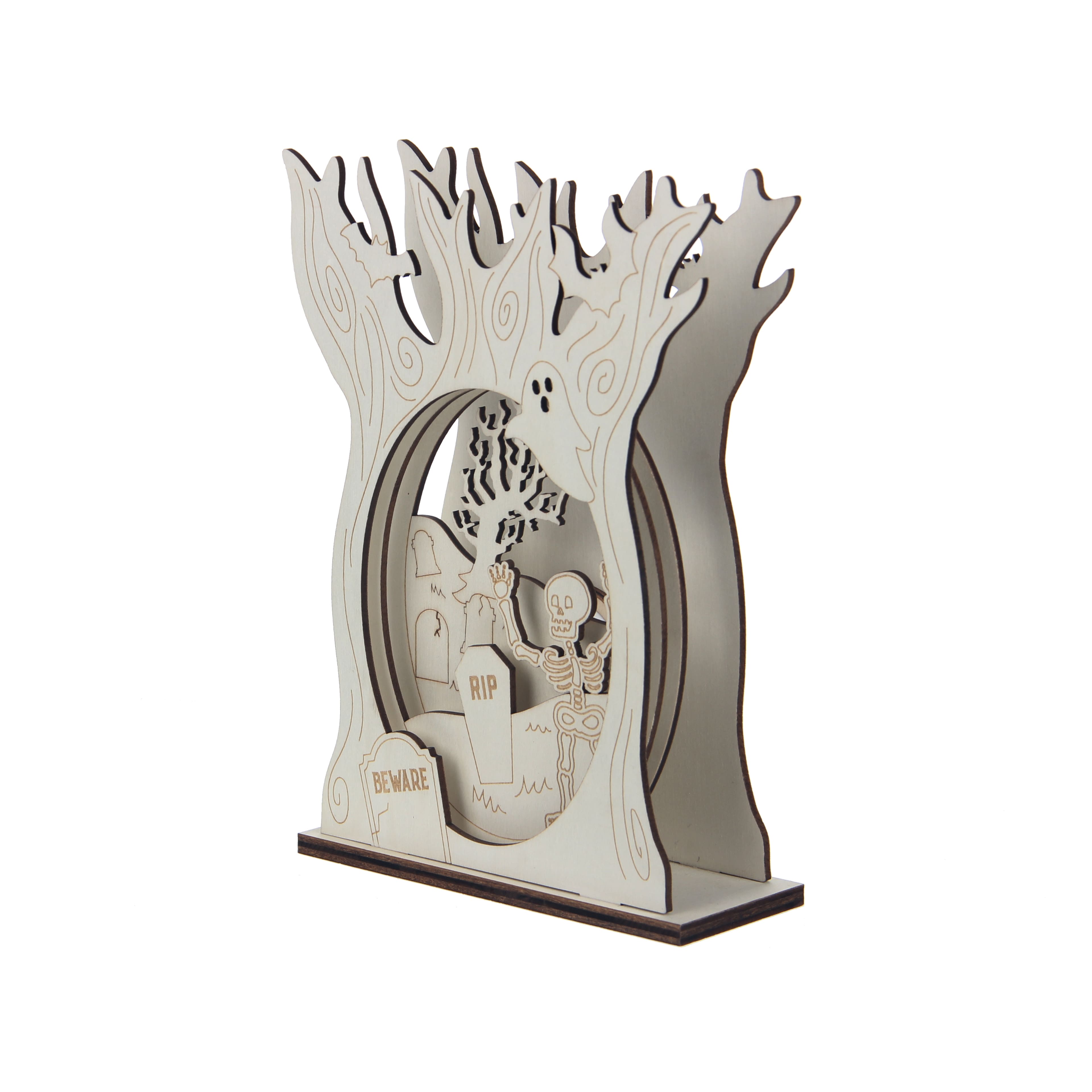 8.25&#x22; Layered Halloween Tree DIY LED Plywood D&#xE9;cor by Make Market&#xAE;