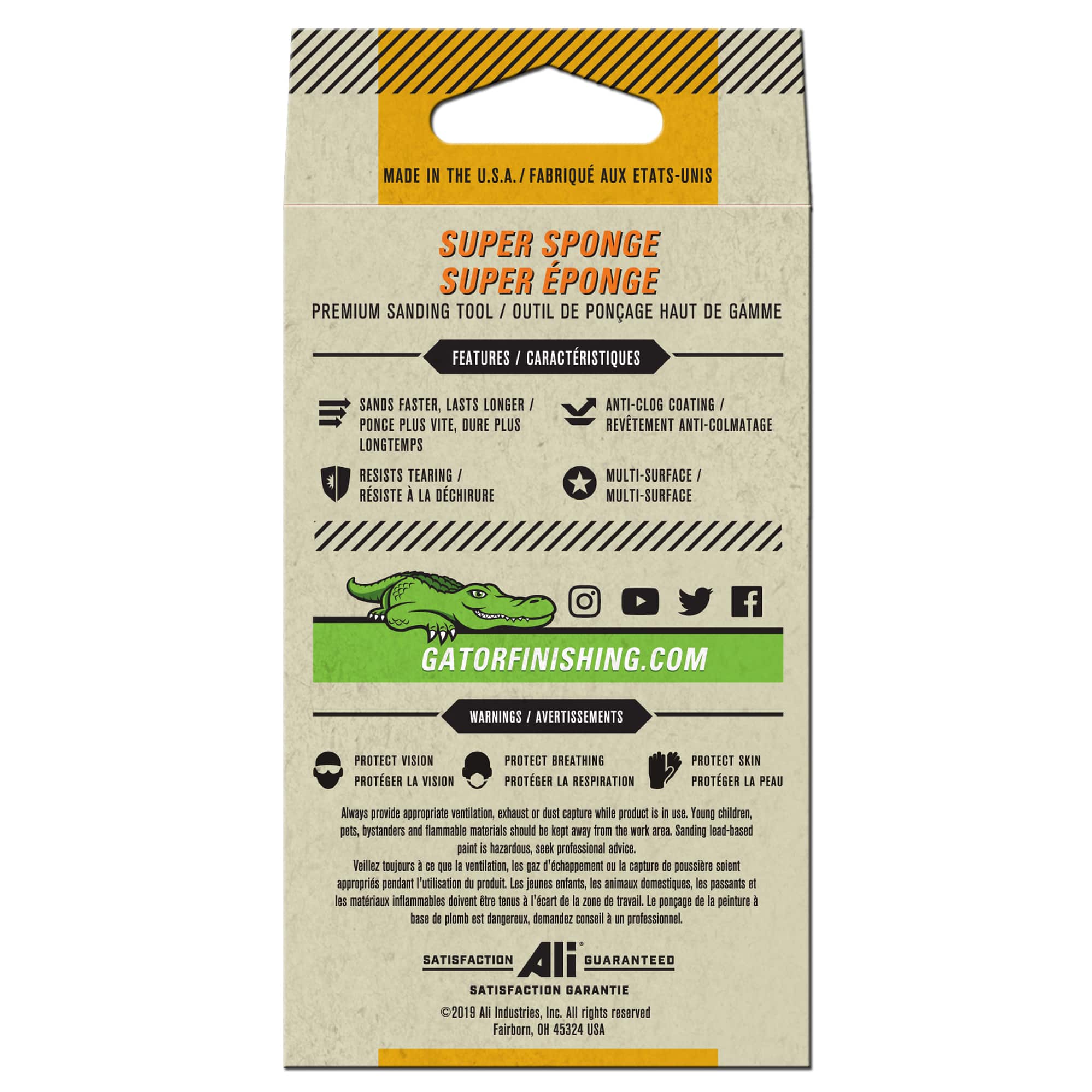 Outil de pon&#xE7;age haut de gamme Gator&#xAE; Super Sponge 3&#x22; x 5&#x22;