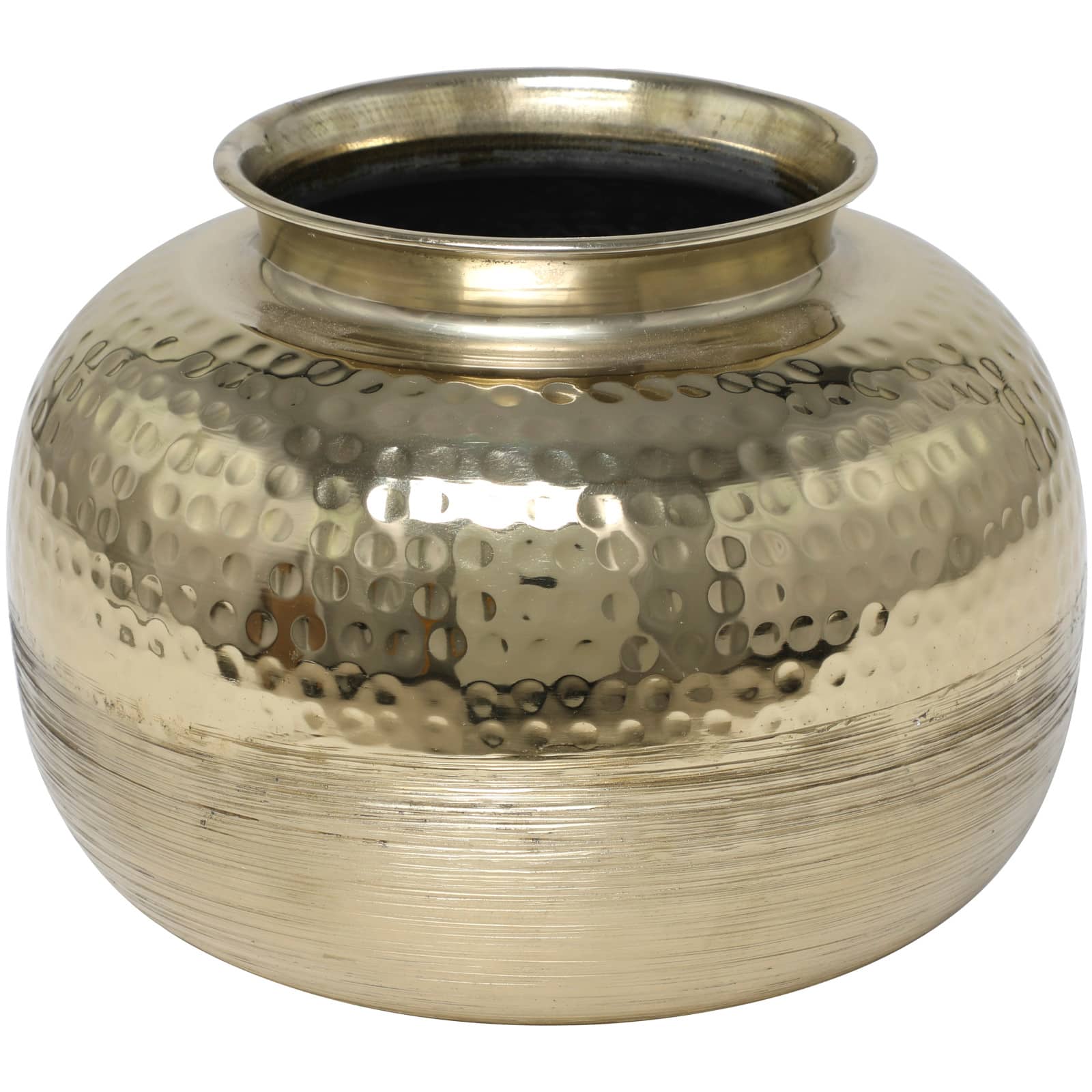 7&#x22; Gold Aluminum Brushed Vase with Hammered Top