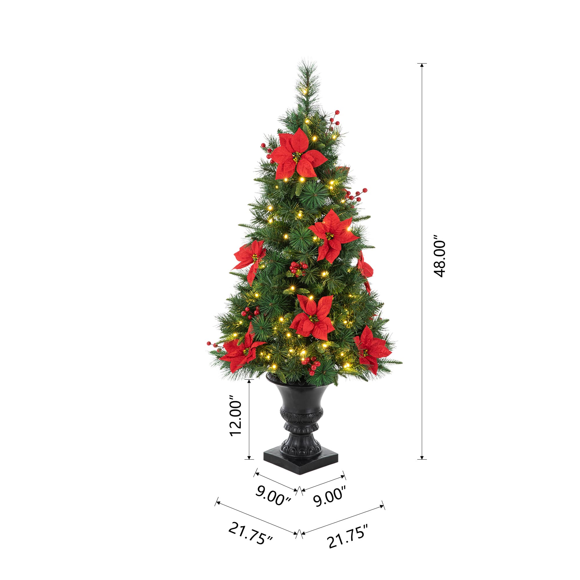 4ft. Pre-Lit Pine Artificial Christmas Porch Tree, Warm White LED Lights