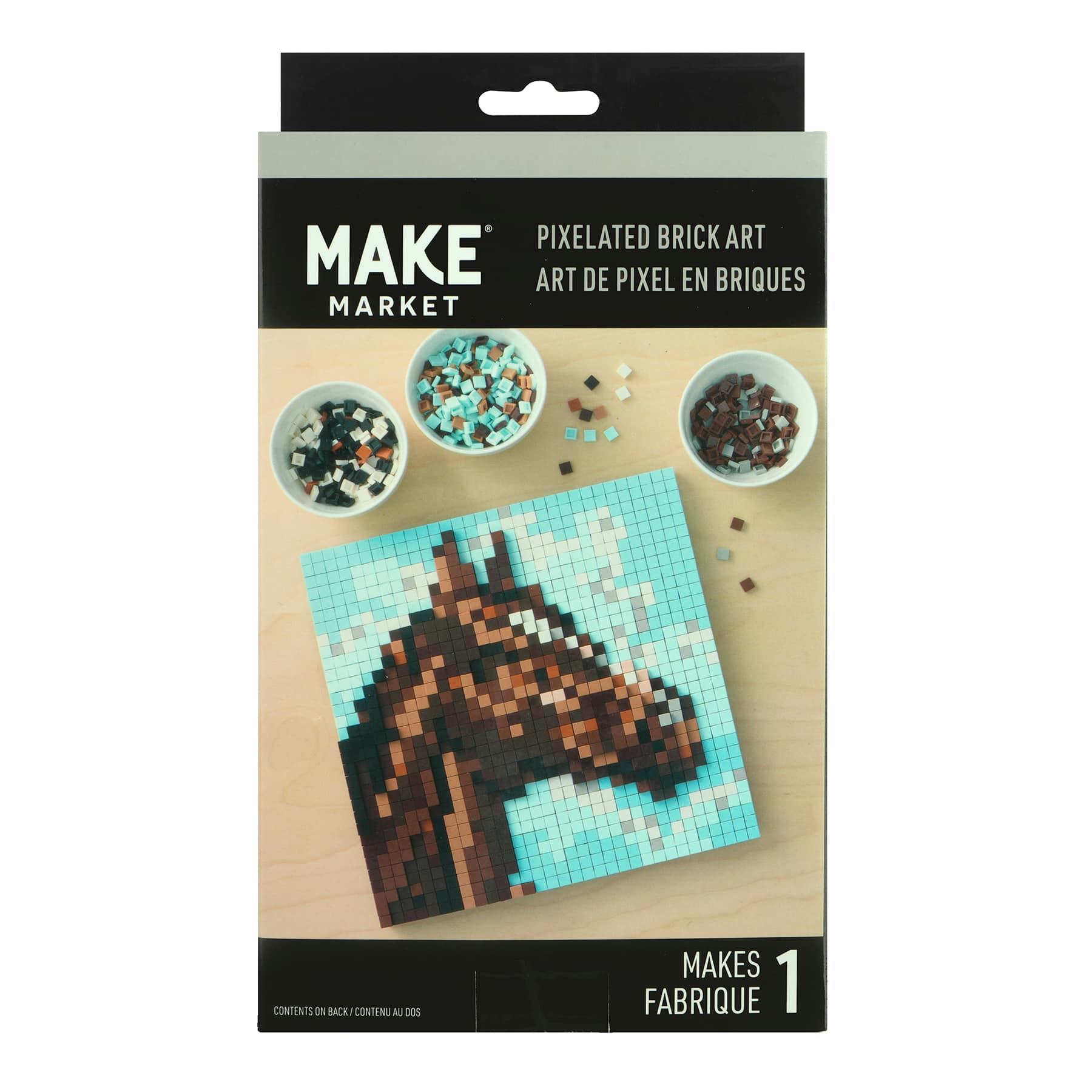 Trousse d’art pixellisé en briques à thème de cheval de 25,4 cm x 25,4 cm de Make Market