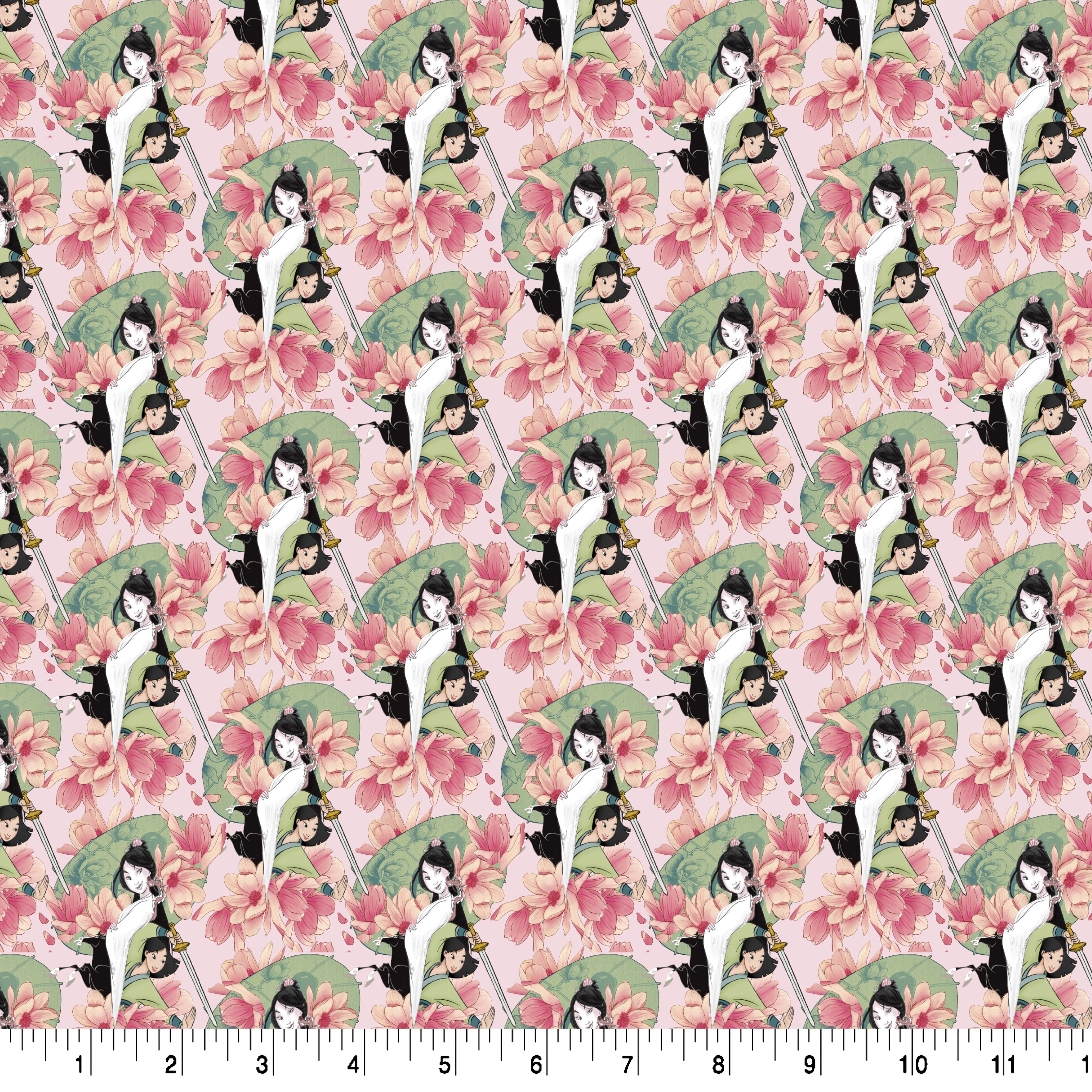 Disney® Mulan & Flowers Cotton Fabric
