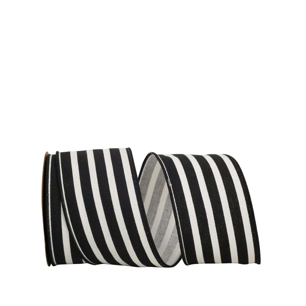 JAM Paper 2.5" x 10yd. Black Wired Stripe Classic Ribbon