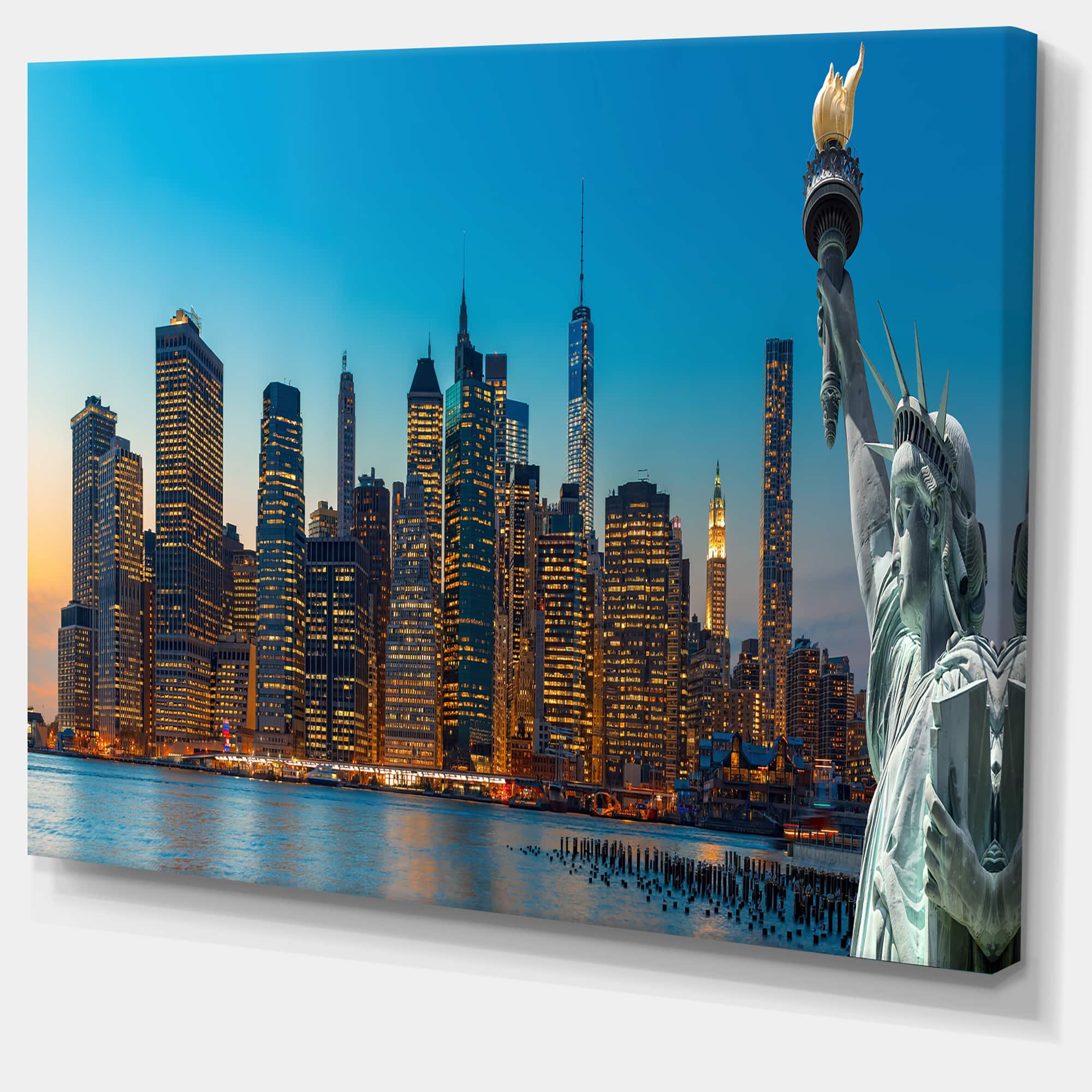 Designart - Evening New York City Skyline Panorama - Extra Large Canvas Art Print