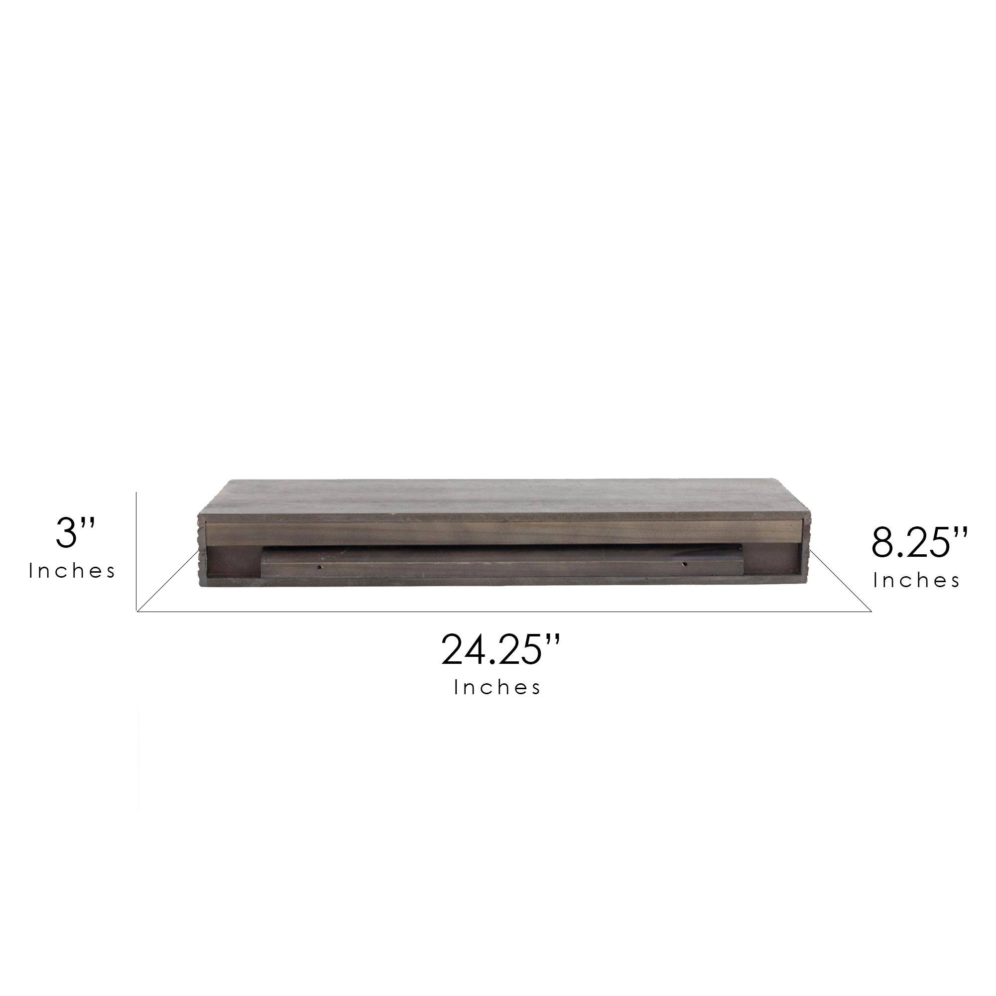 Small Black Rustic Embossed Wood Floating Wall Shelf