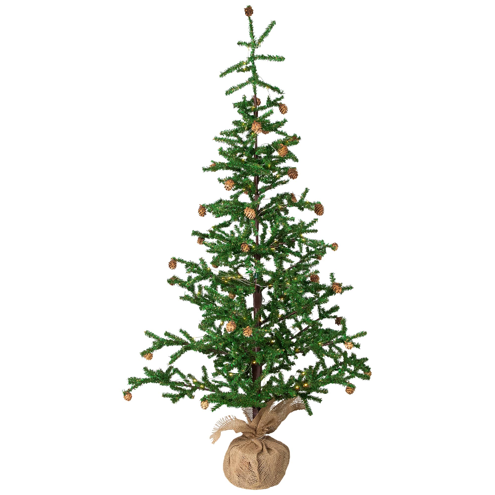 4ft. Pre-Lit Christmas Tree with Pinecones &#x26; Burlap Base, Clear Lights