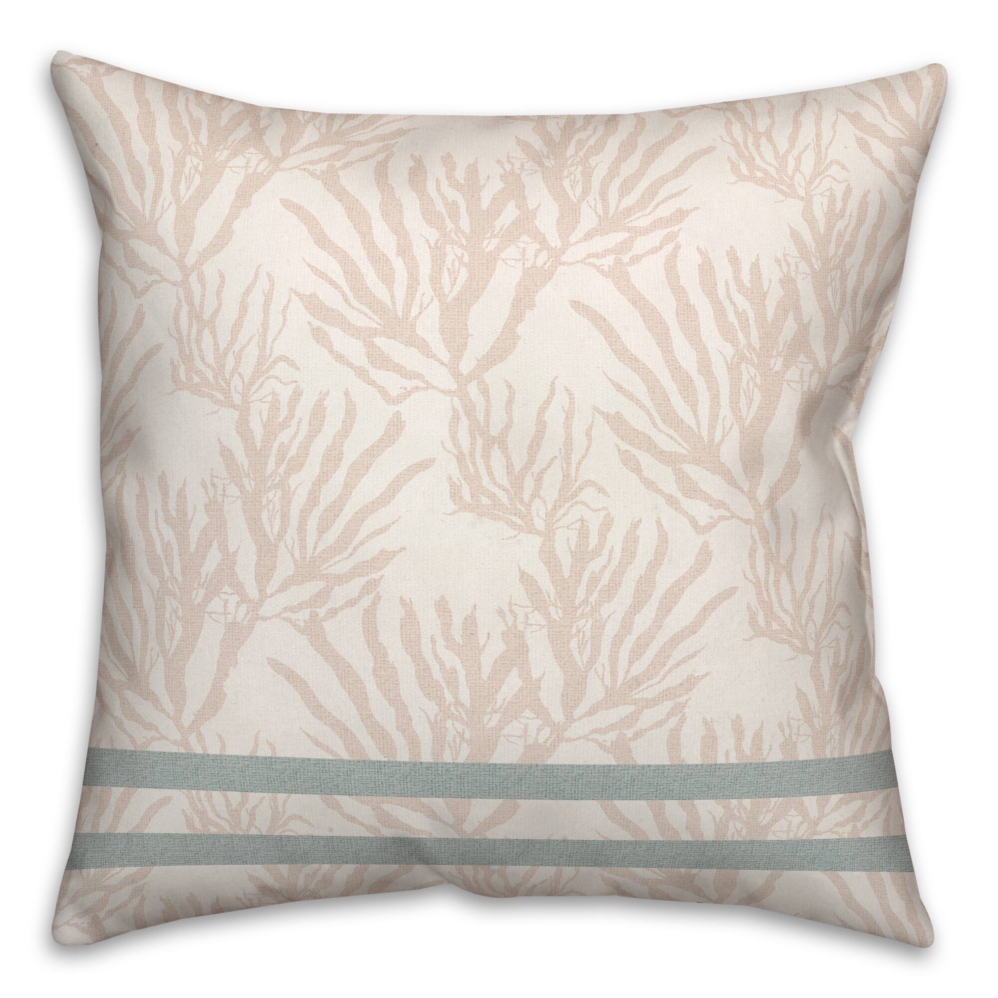 Coral &#x26; Double Stripe Throw Pillow