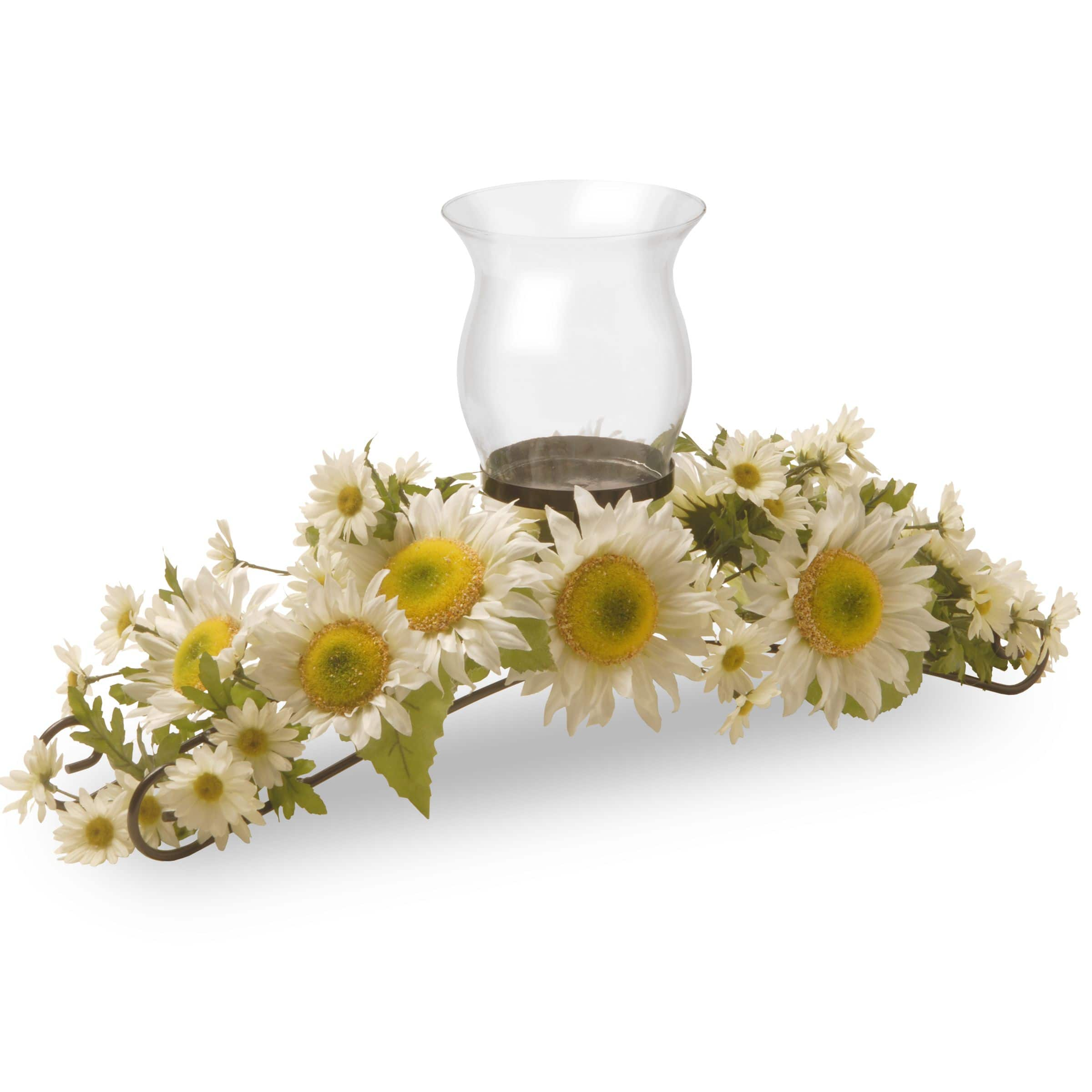 2ft. White Sunflower Floral Pillar Candle Holder