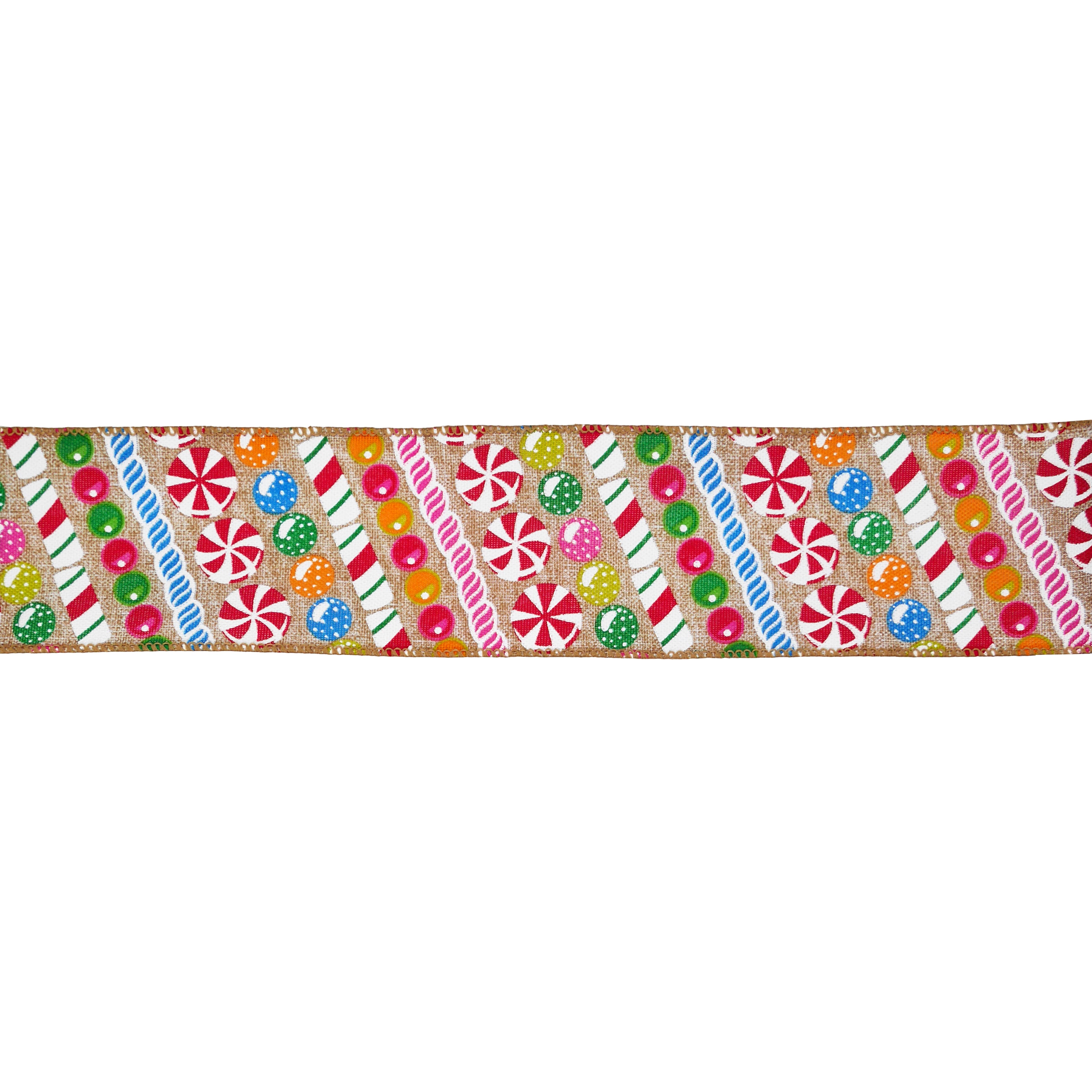 2.5&#x22; x 20ft. Multicolor Candy Wired Faux Linen Ribbon by Celebrate It&#xAE;