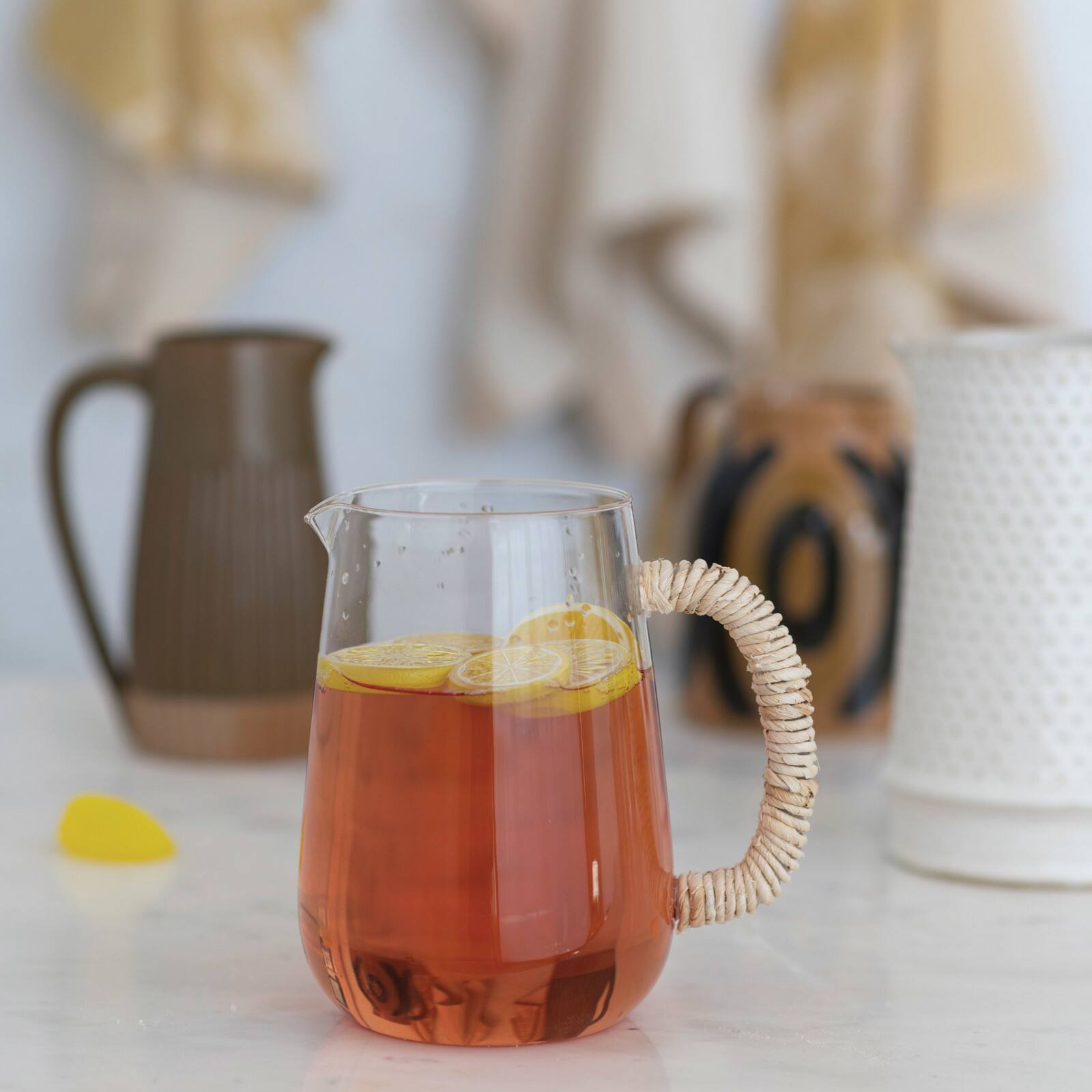 Hello Honey® 7" Glass Pitcher with Natural Rope Wrapped Handle