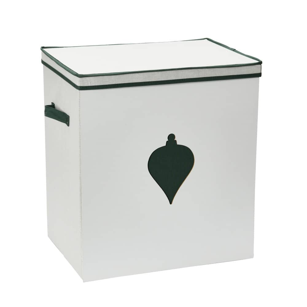 Household Essentials Green &#x26; White Ornament Storage Box