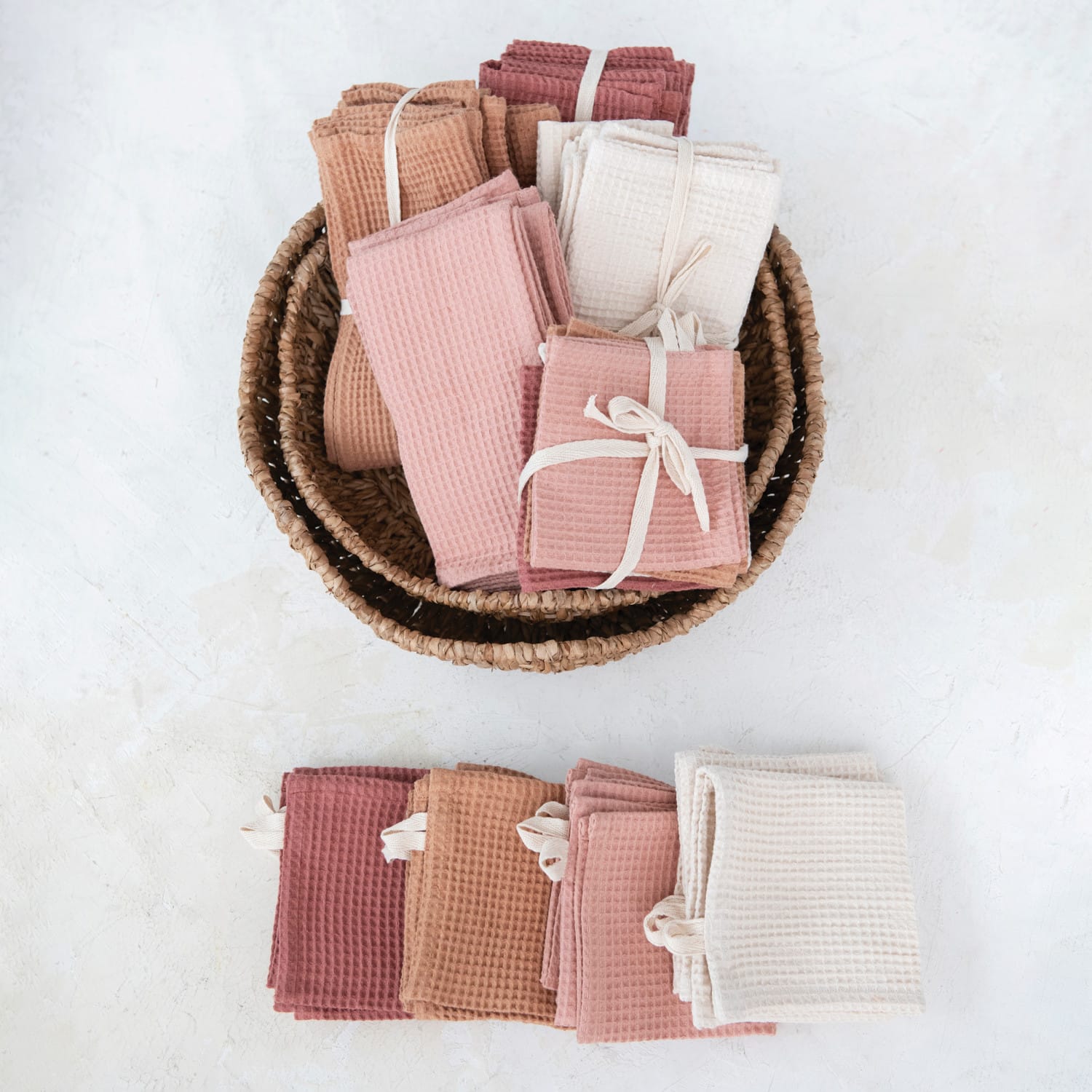 Hello Honey&#xAE; Woven Linen &#x26; Cotton Waffle Kitchen Dish Cloths Set