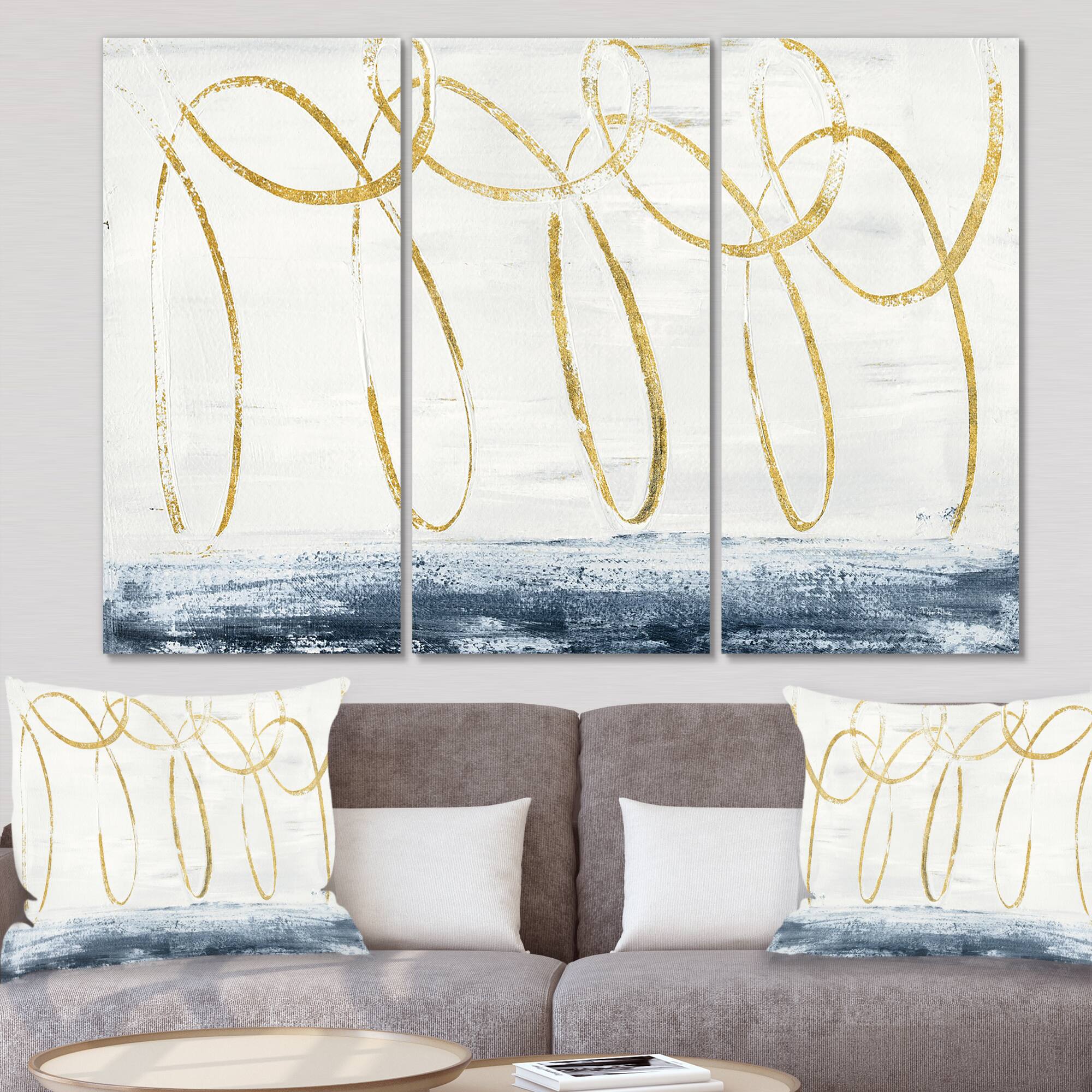 Designart - Gold Abstract Geometric Shape - Modern Transitional Canvas Art