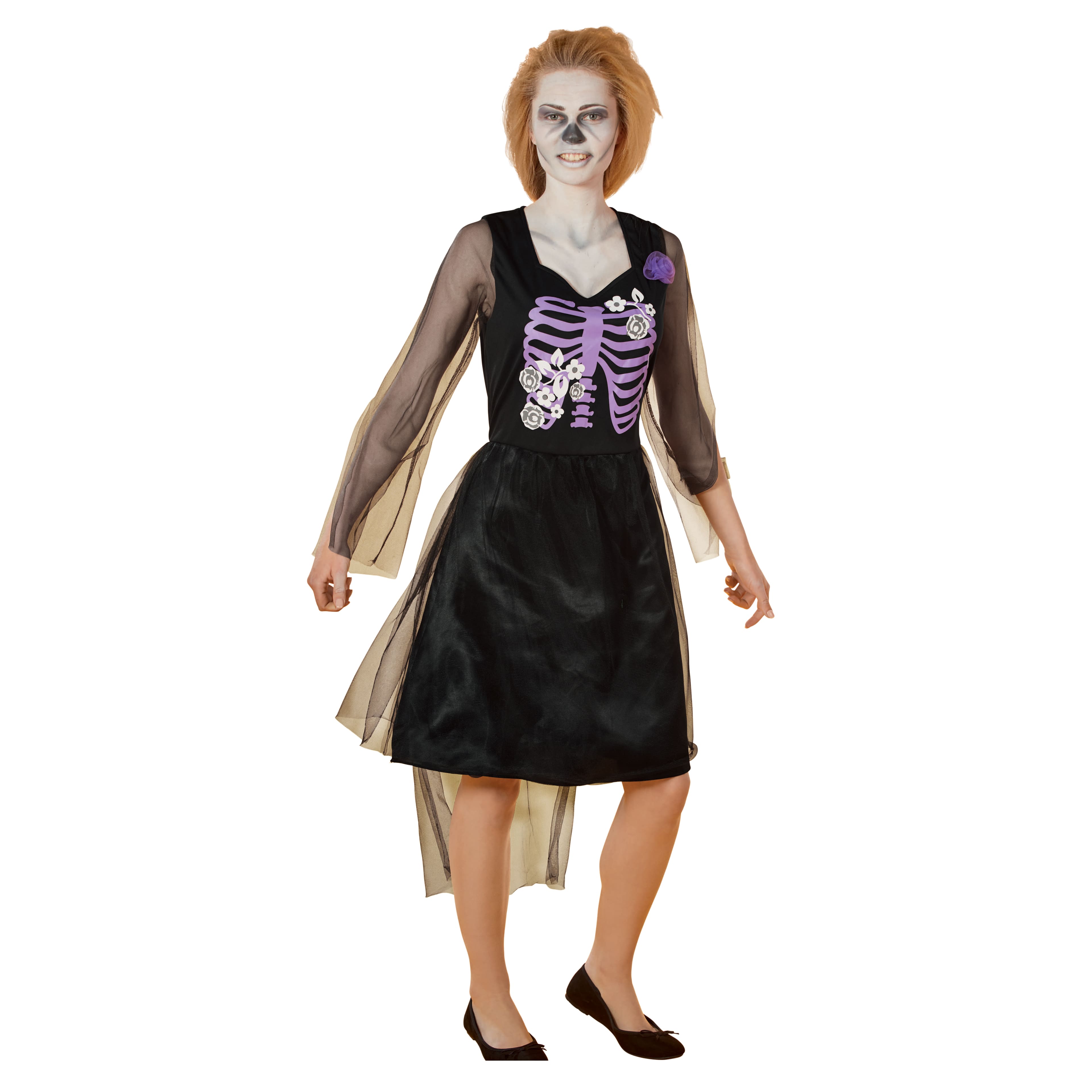 Black &#x26; Purple Skeleton Bride Ladies Costume
