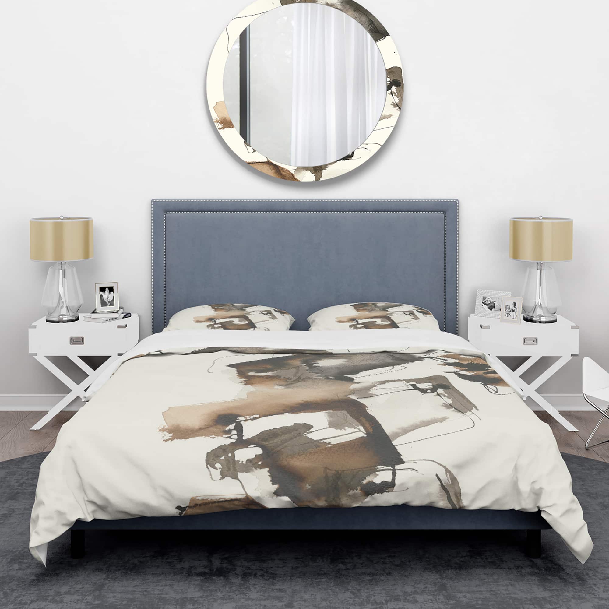 Designart &#x27;Gold Glam Squares II&#x27; Glam Bedding Set - Duvet Cover &#x26; Shams