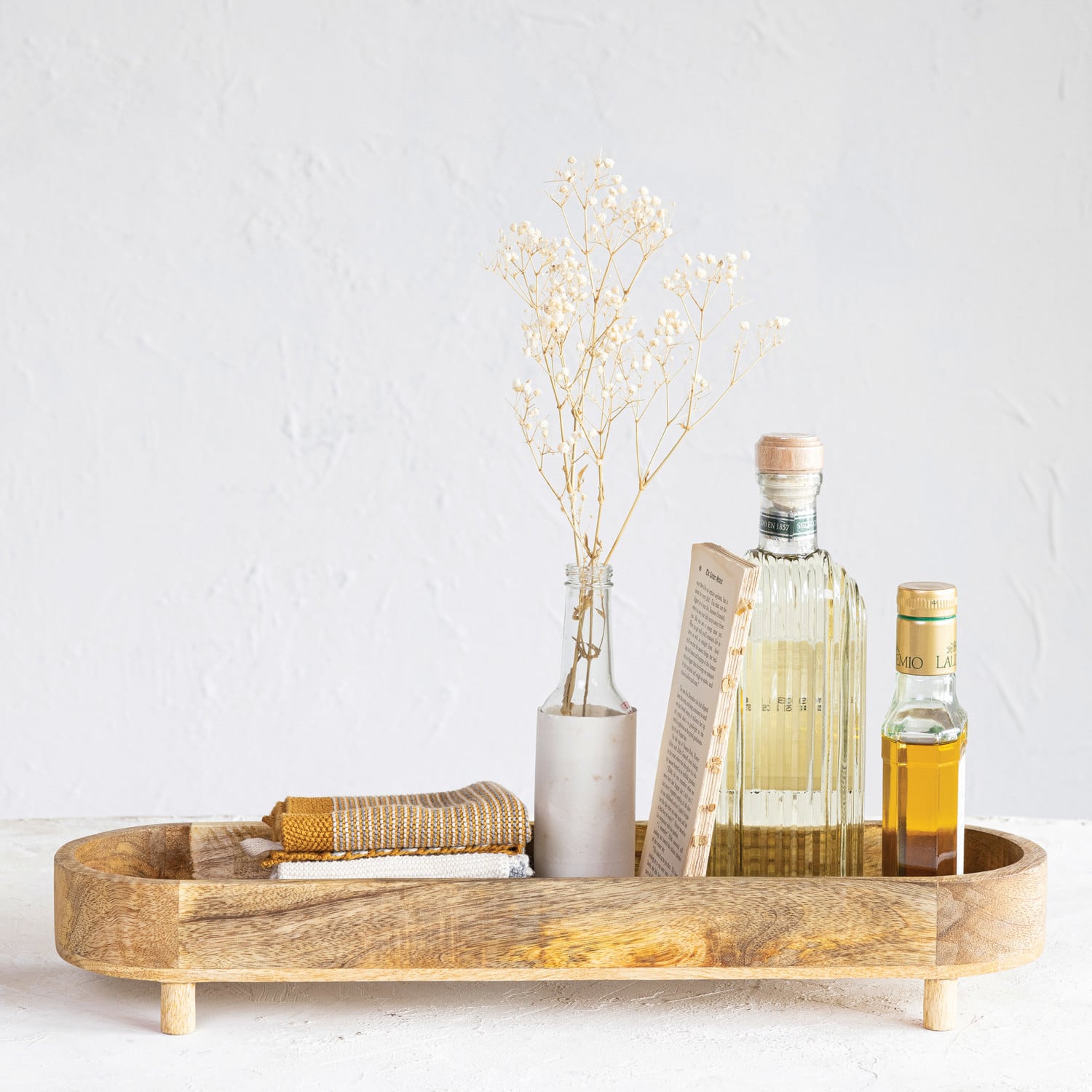 Hello Honey® 21.5" Natural Footed Mango Wood Tray