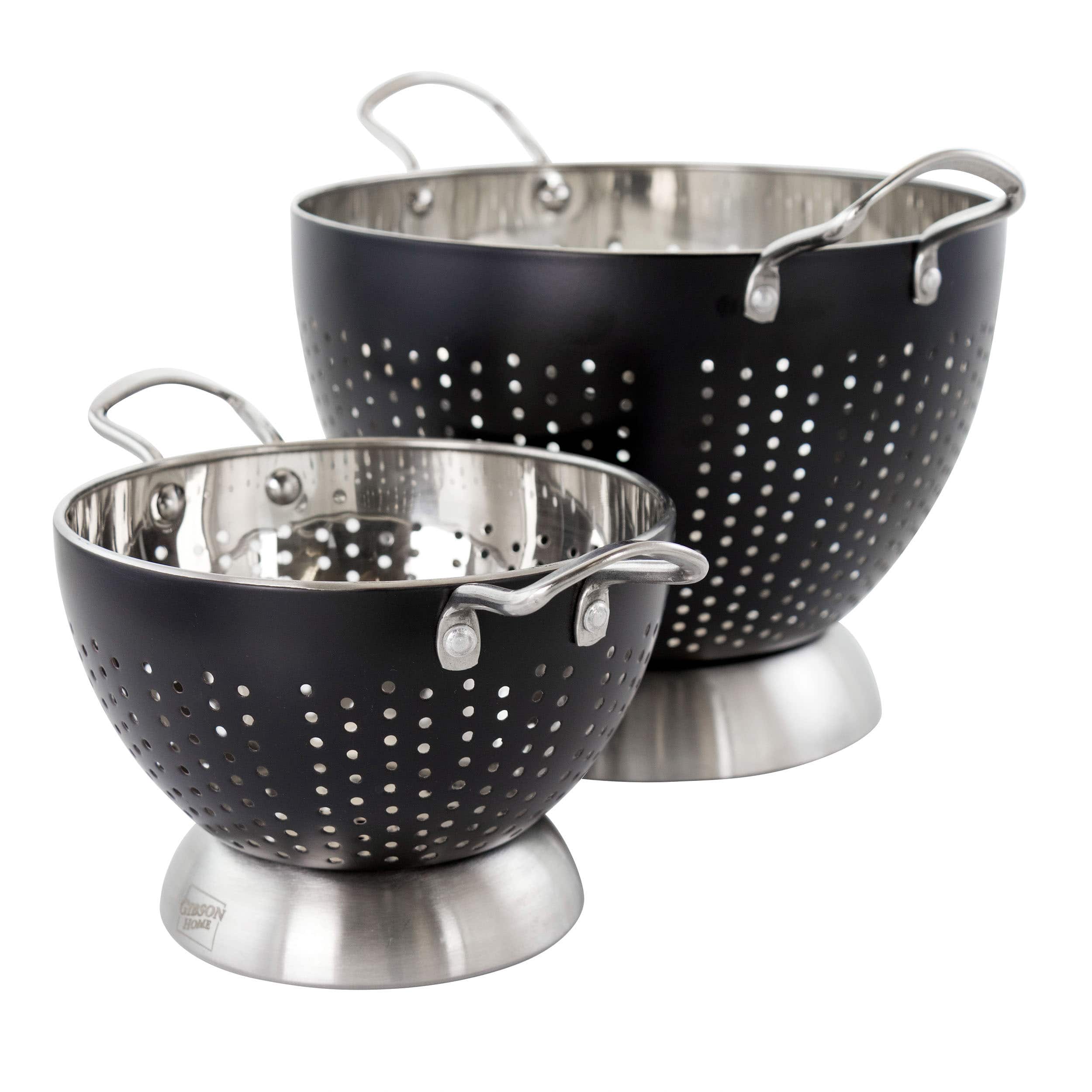 Gibson Home Black Crossen Stainless Steel Colander Set