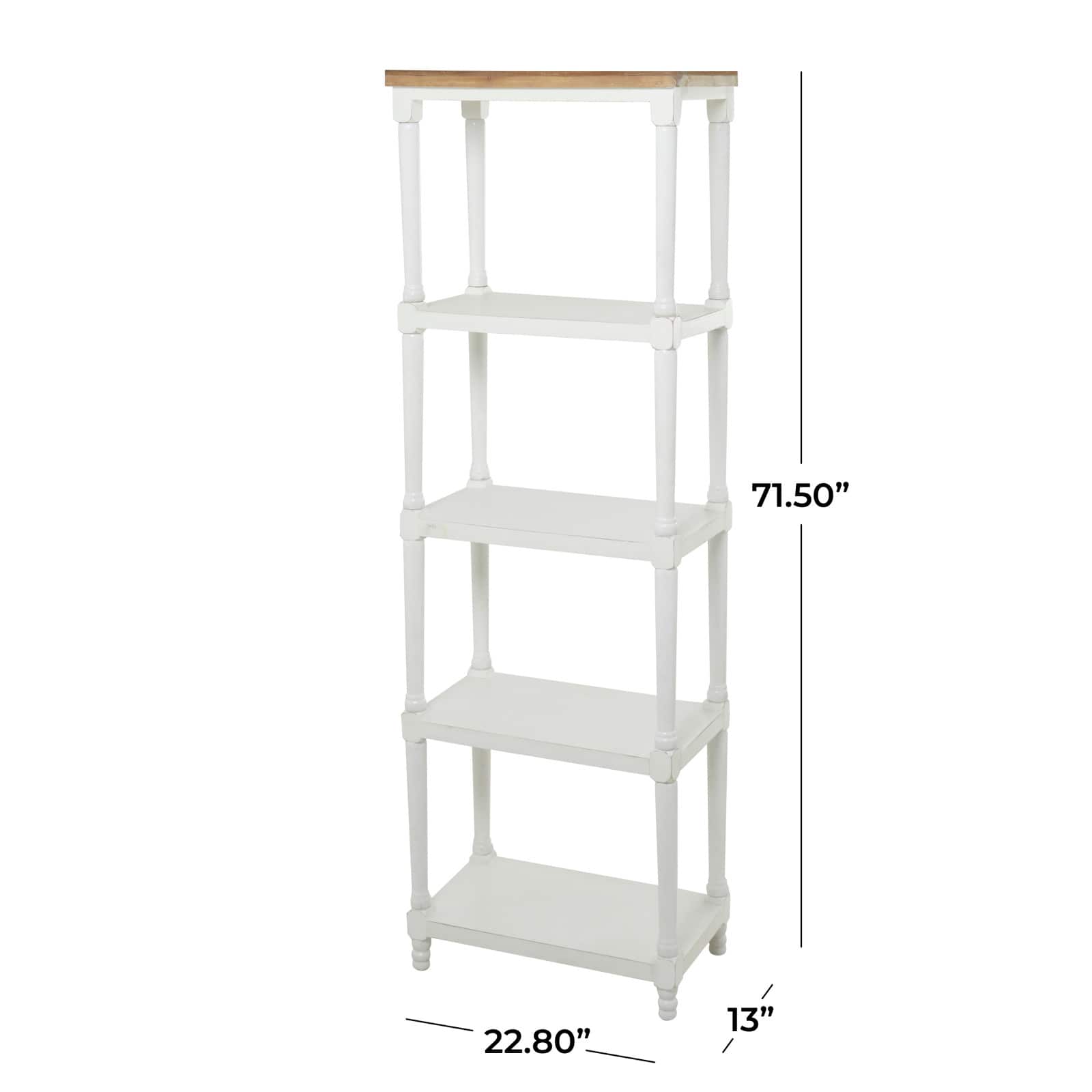 White Farmhouse Shelving Unit, 23&#x22; x 13&#x22; x 72&#x22;