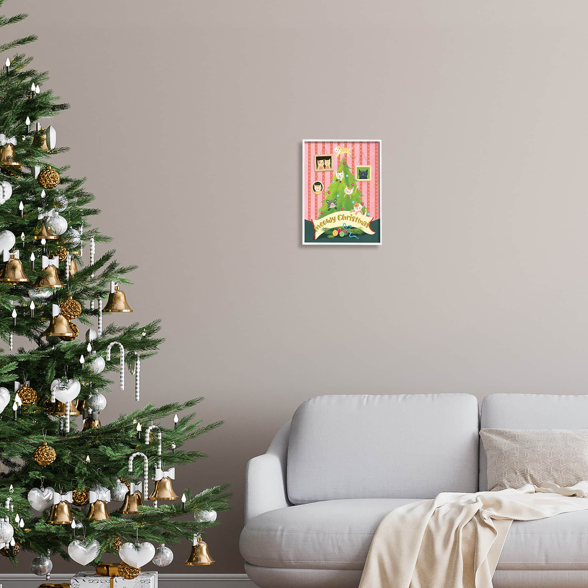 Stupell Industries Meowy Christmas Cat Tree Framed Giclee Art