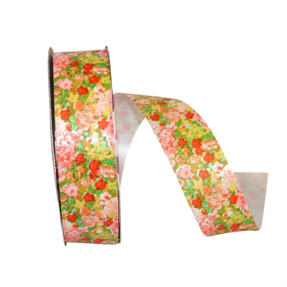 Reliant 1.33&#x22; Calico Floral Print Ribbon