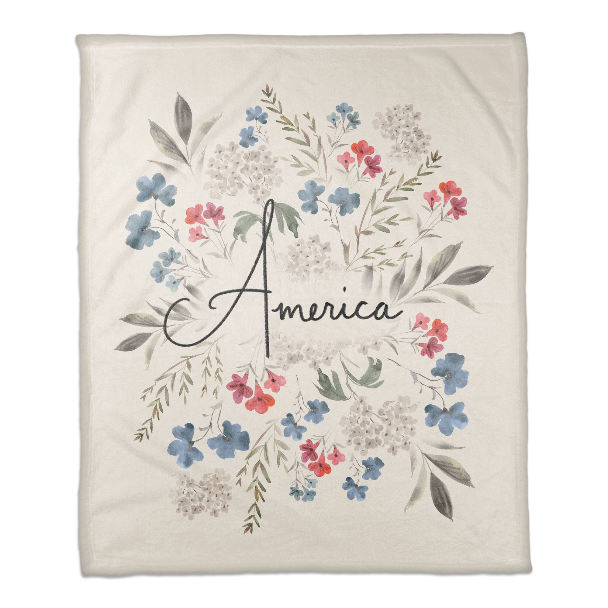 Floral America Coral Fleece Blanket