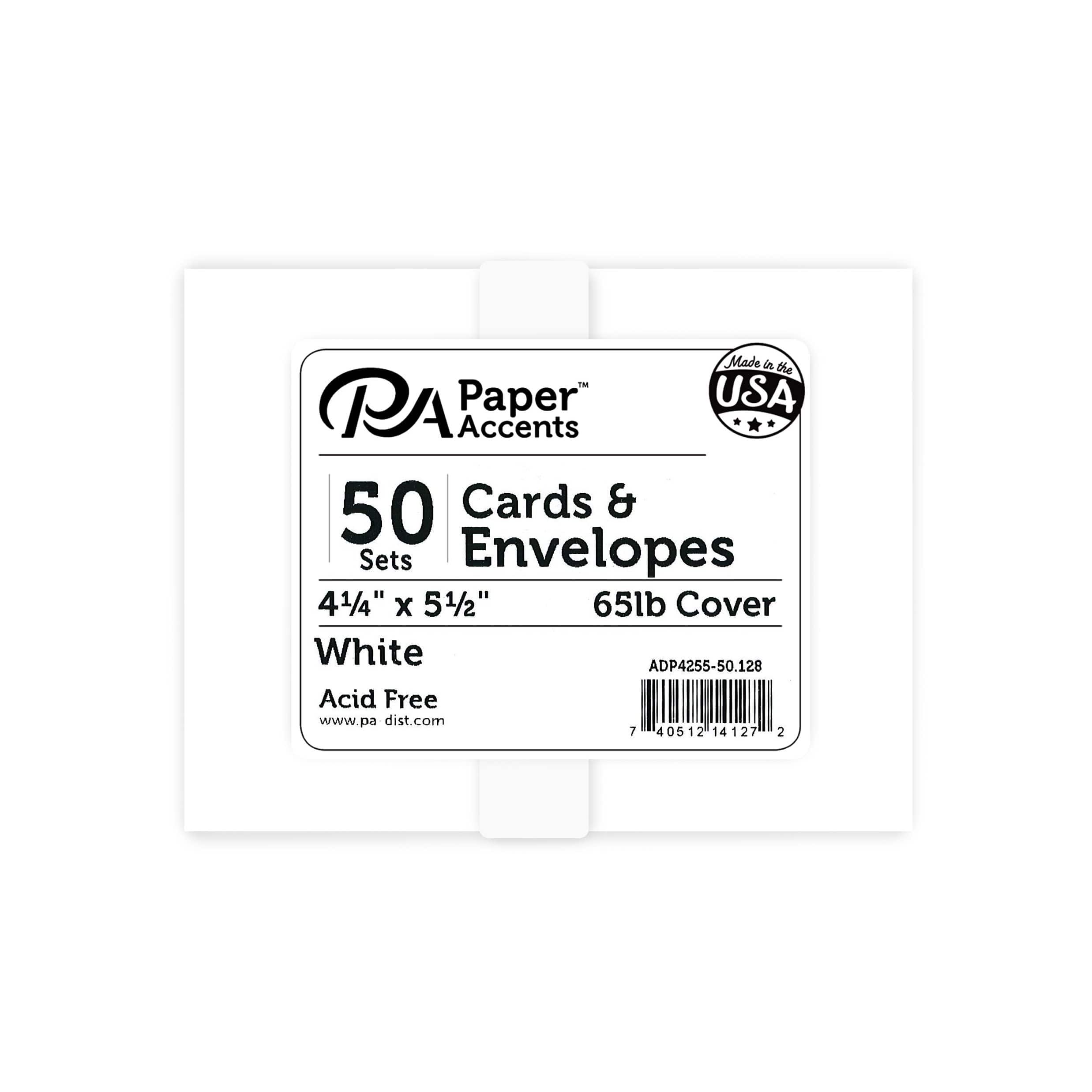 PA Paper&#x2122; Accents 4.25&#x22; x 5.5&#x22; White Card &#x26; Envelope Set, 50ct.
