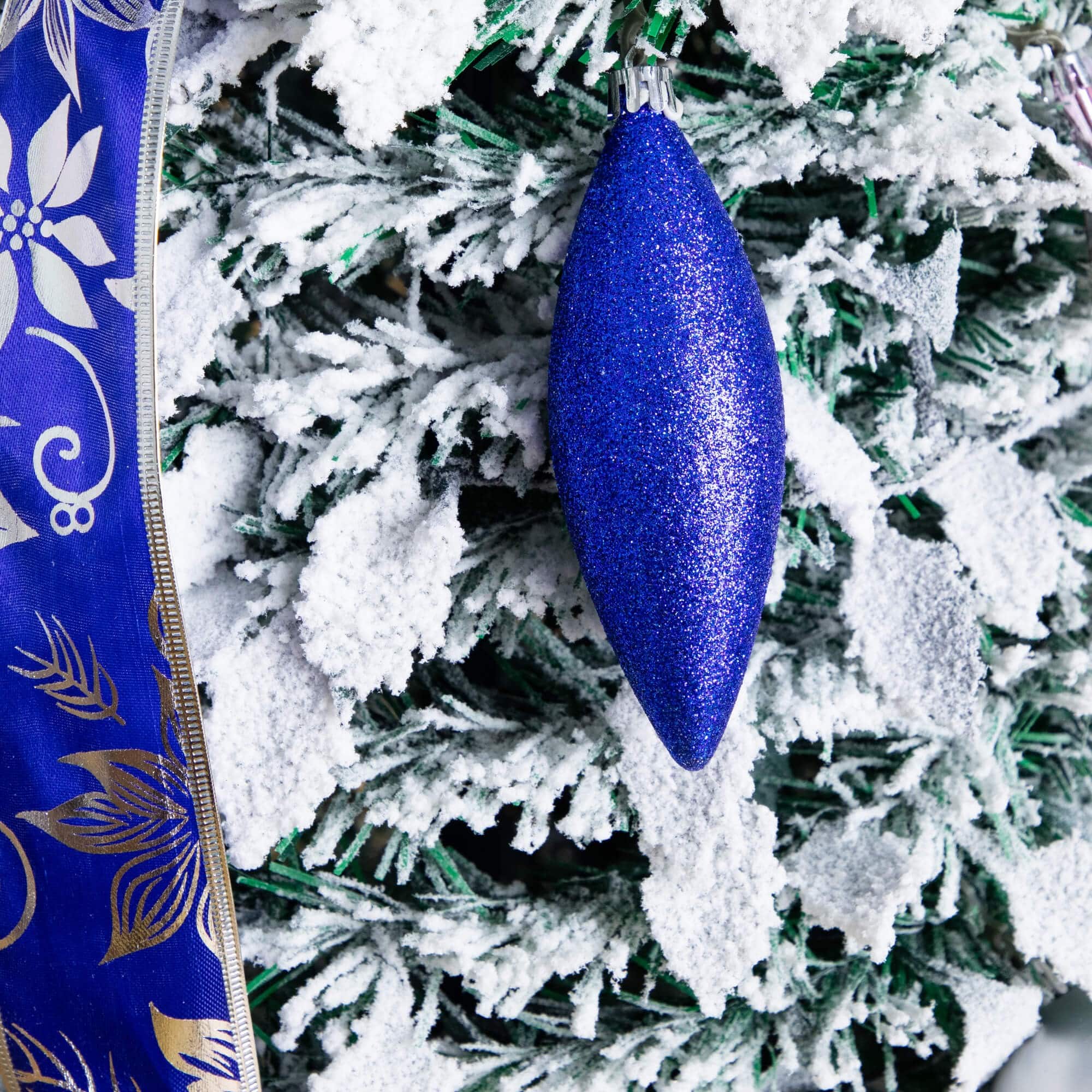 5ft. Pre-Lit Pop-Up Flocked Artificial Christmas Tree, Warm White LED Lights