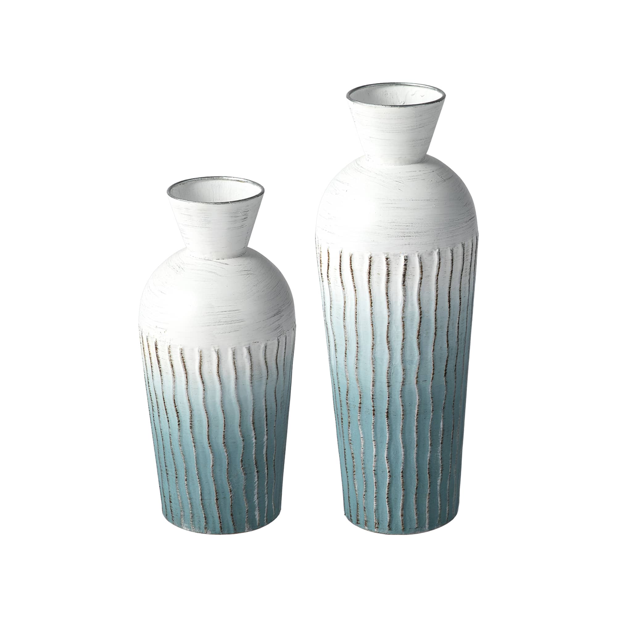 Glitzhome&#xAE; Abstract Ombre Aqua Metal Floor Vases Set