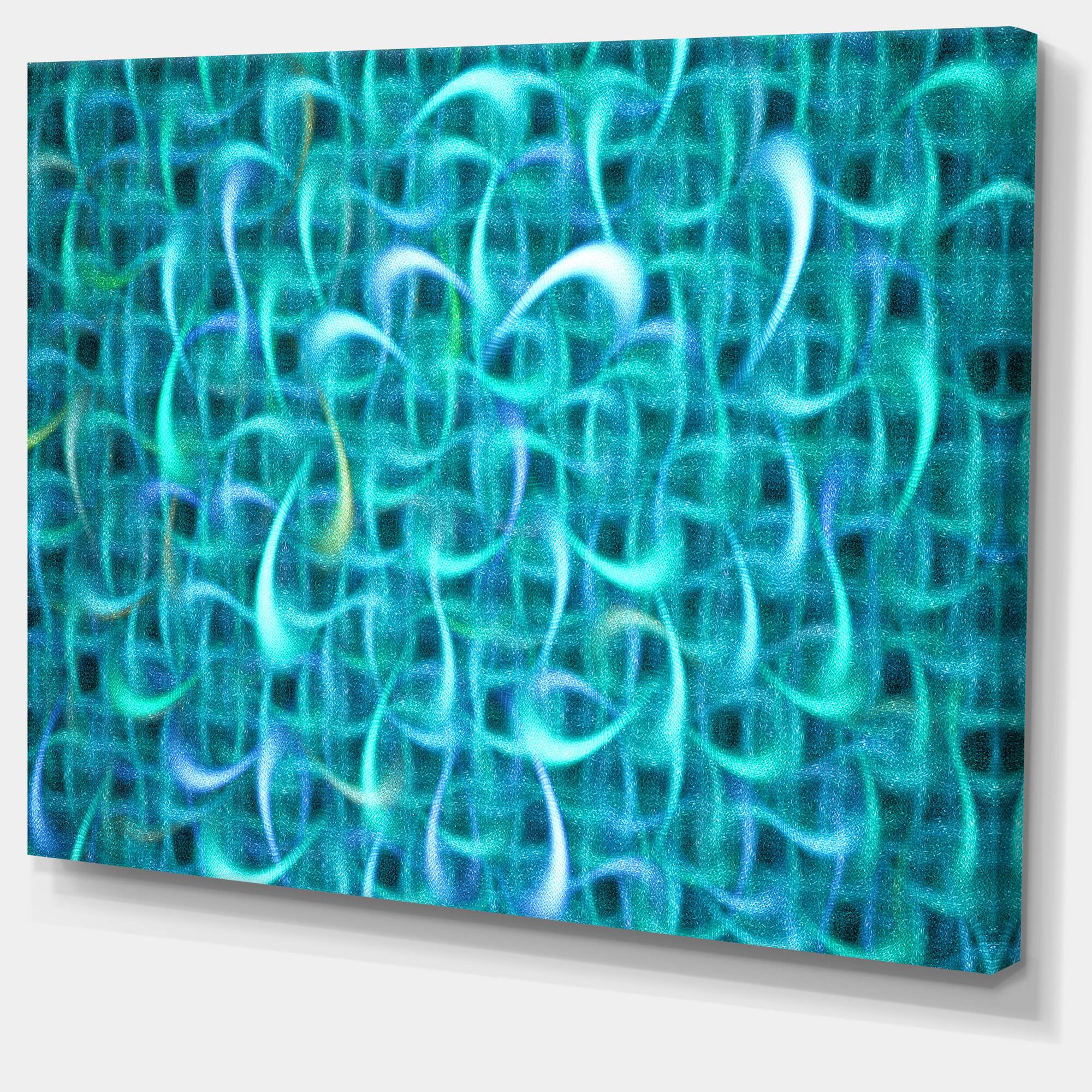 Designart - Turquoise Watercolor Fractal Pattern - Abstract Art on Canvas