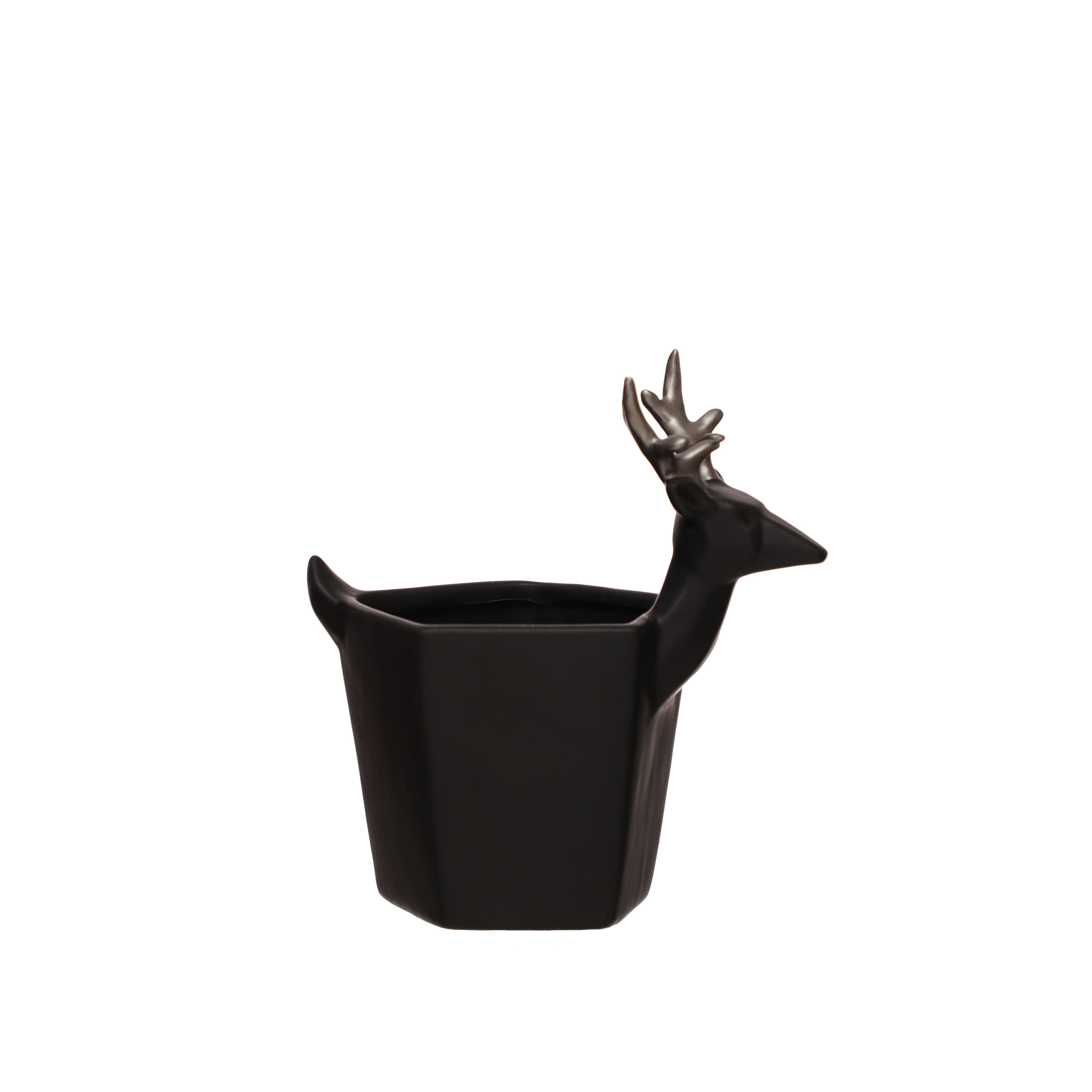 7&#x22; Black &#x26; Silver Reindeer Handle Decorative Container by Ashland&#xAE;