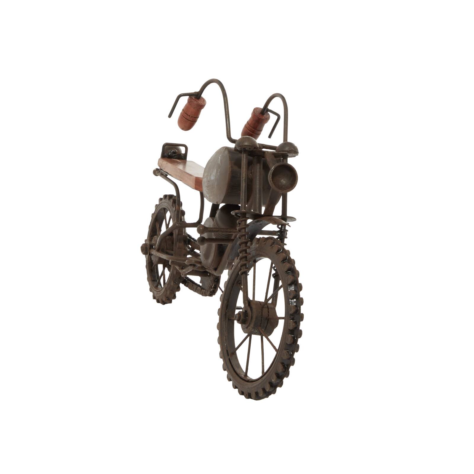 16&#x22; Black Metal Traditional Motorcycle Sculpture