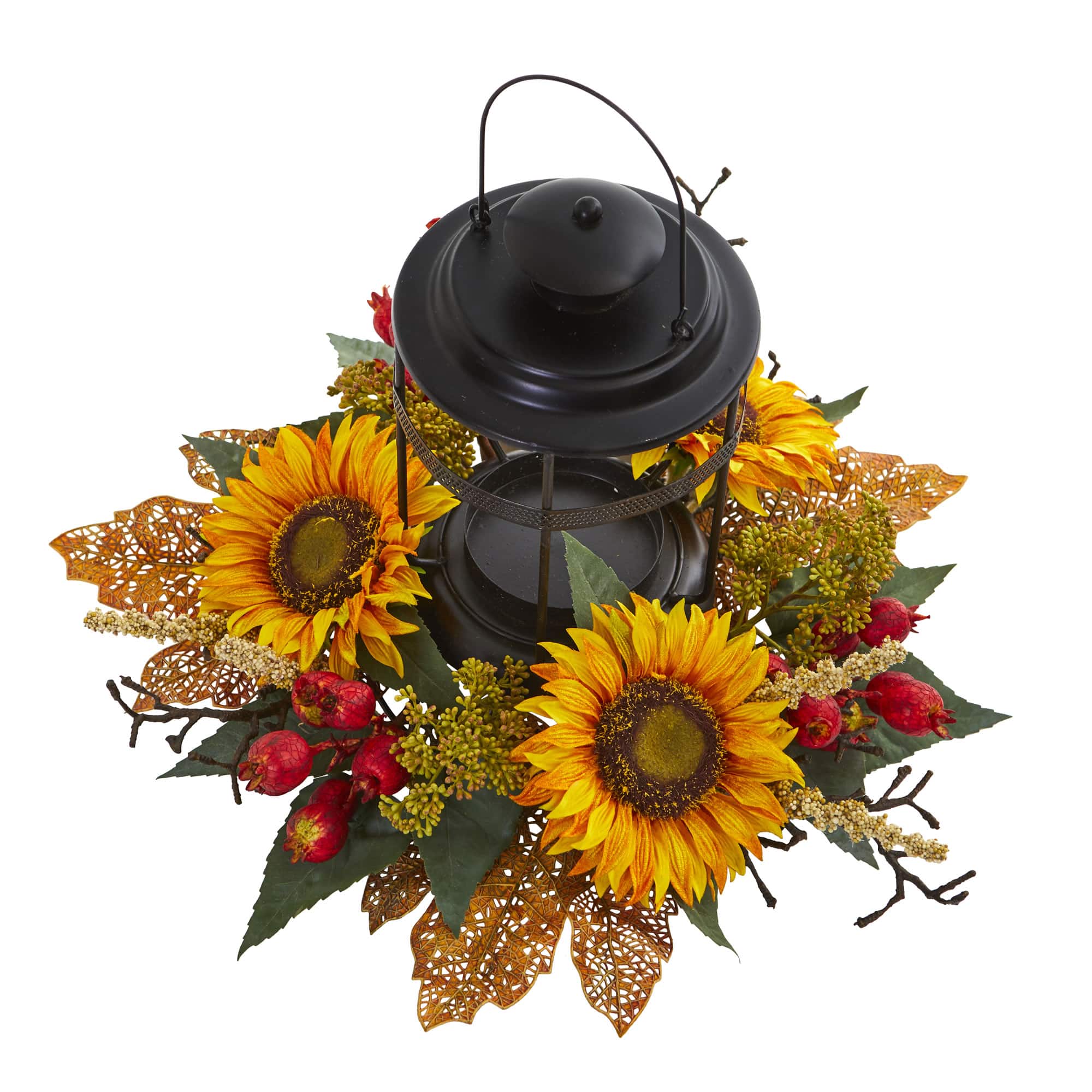 18" Sunflower Berry Candelabrum Centerpiece