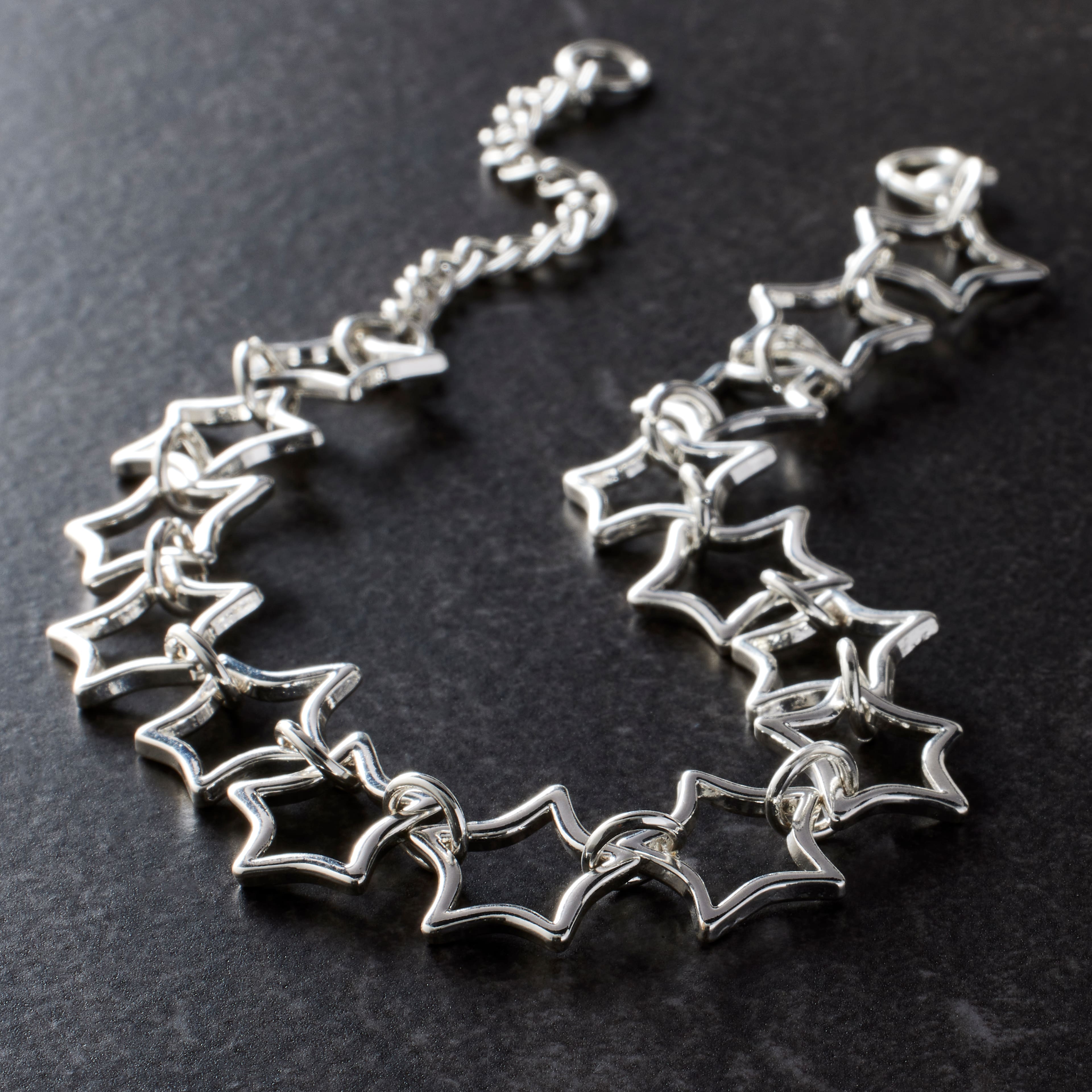 7.5&#x22; Silver Star Charm Bracelet by Bead Landing&#x2122;