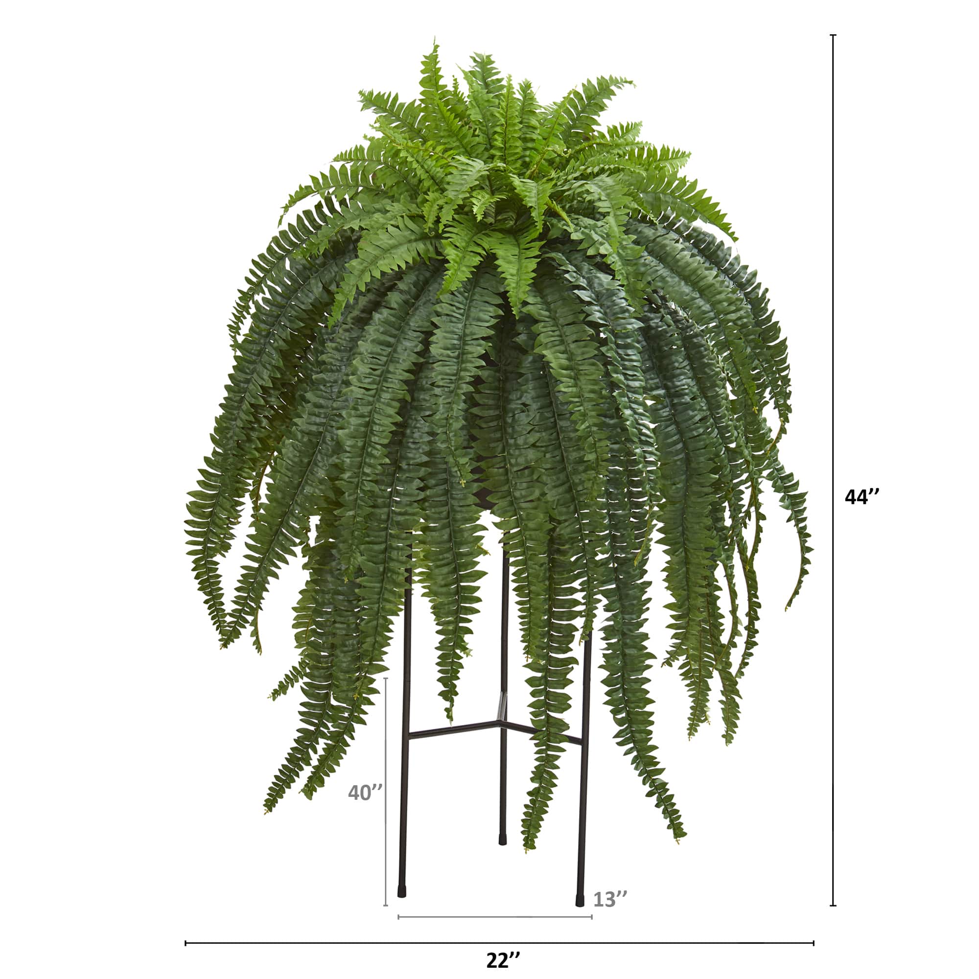 3.6ft. Boston Fern Artificial Plant Black Planter with Stand