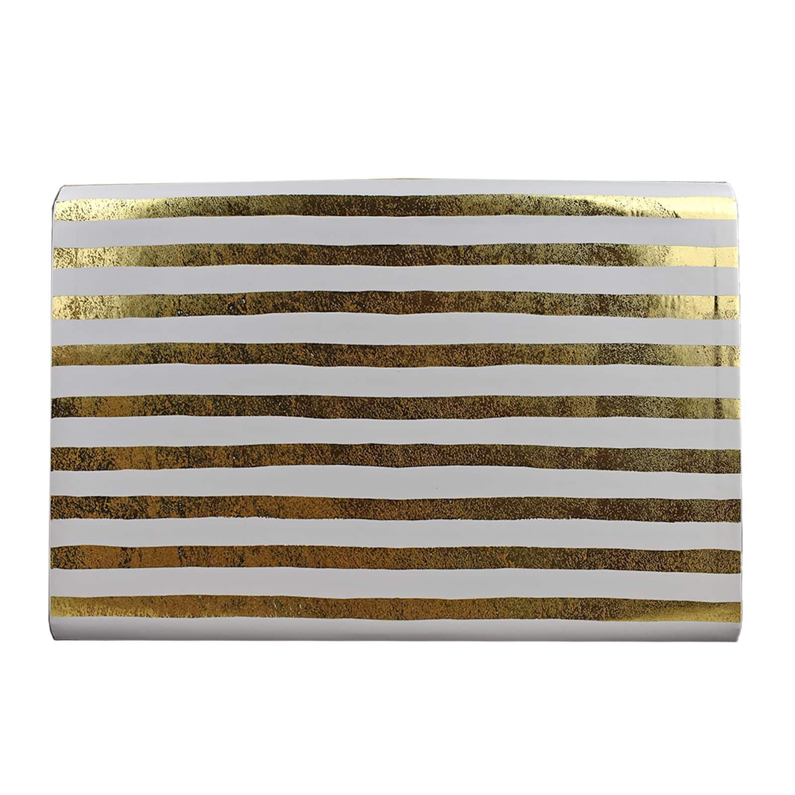 Medium White &#x26; Gold Stripes Decorative Trunk by Ashland&#xAE;