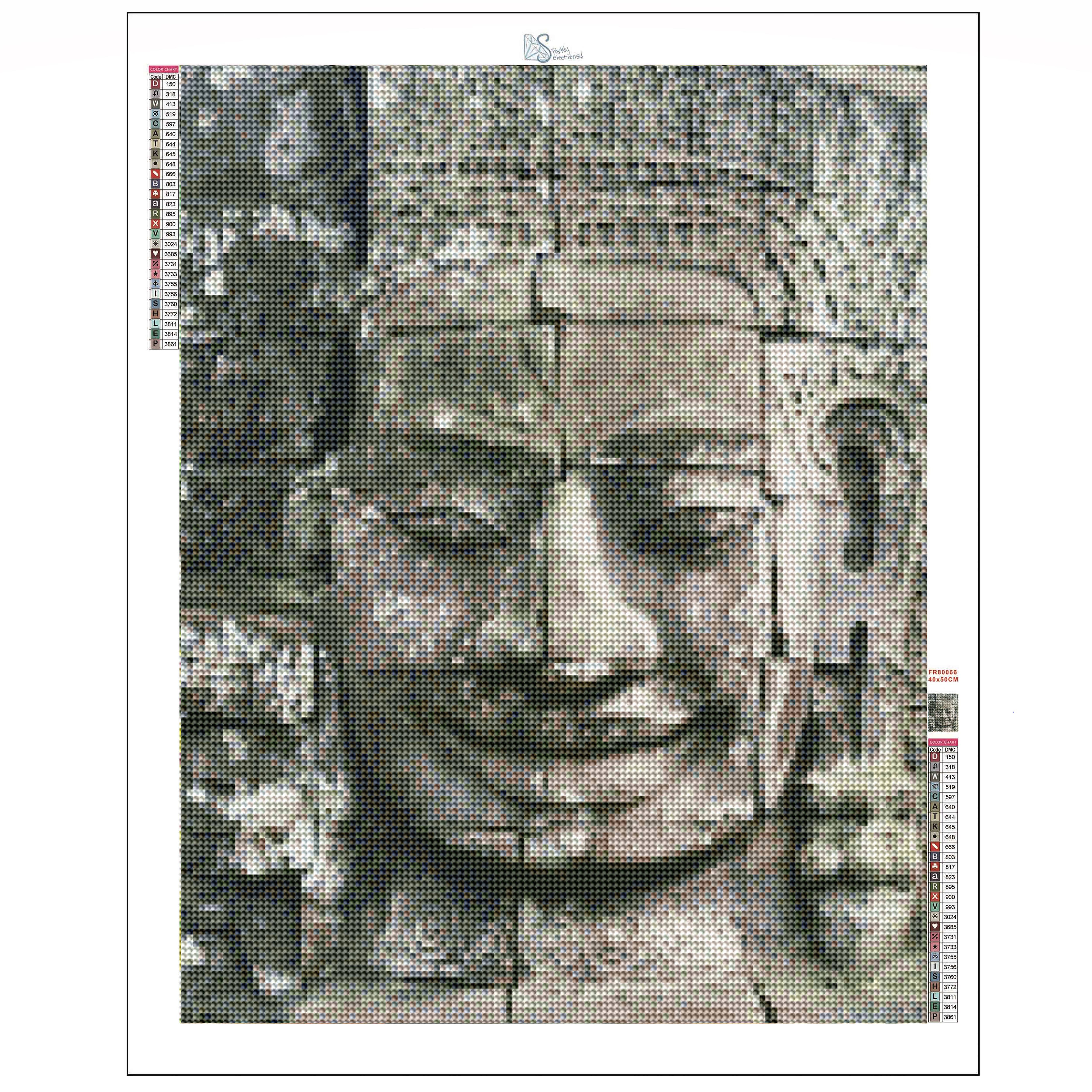Sparkly Selections Statue in the Temples of Angkor, Cambodia 30cm x 40cm Diamond Painting Kit, Round Diamonds