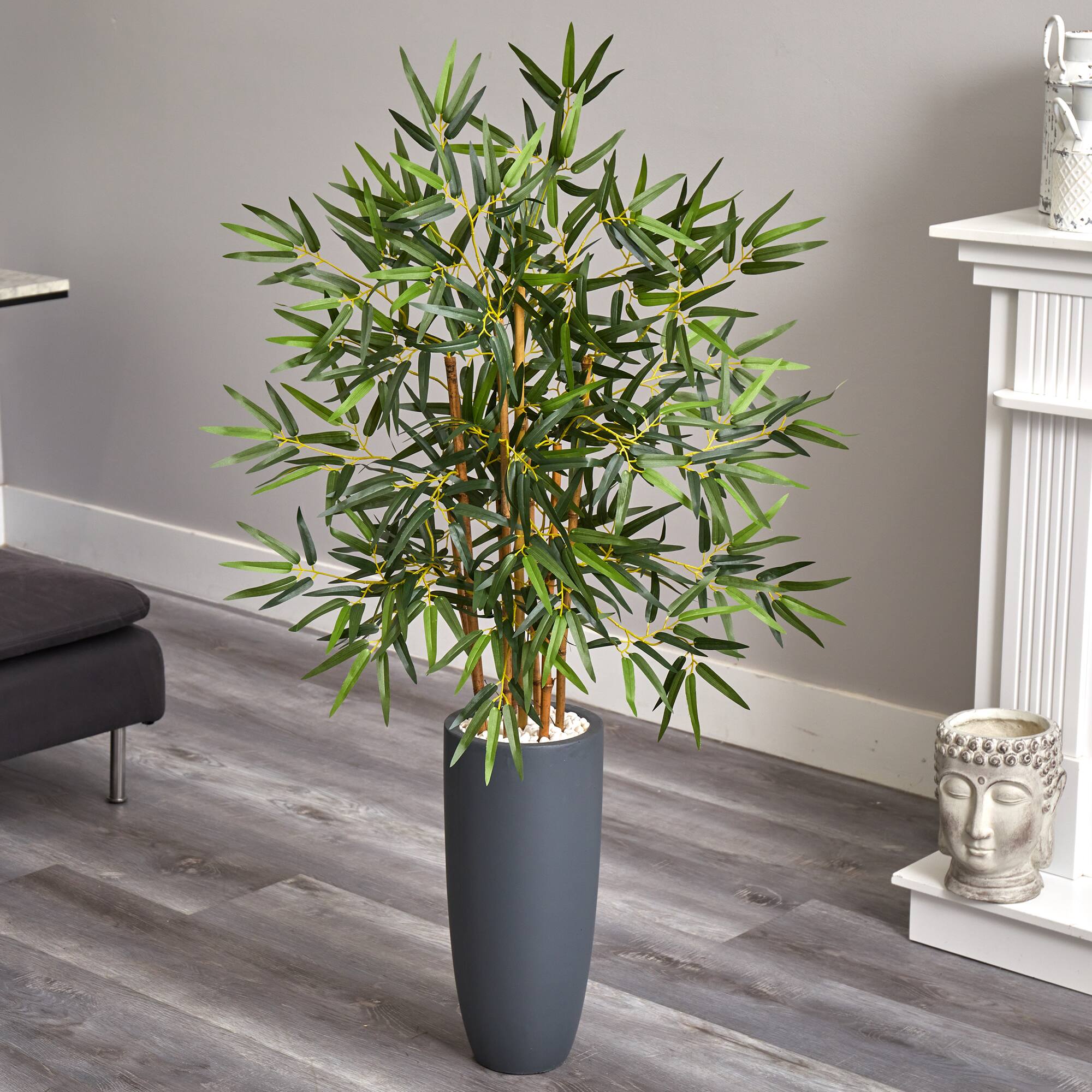 4ft. Bamboo Tree in Gray Cylinder Planter